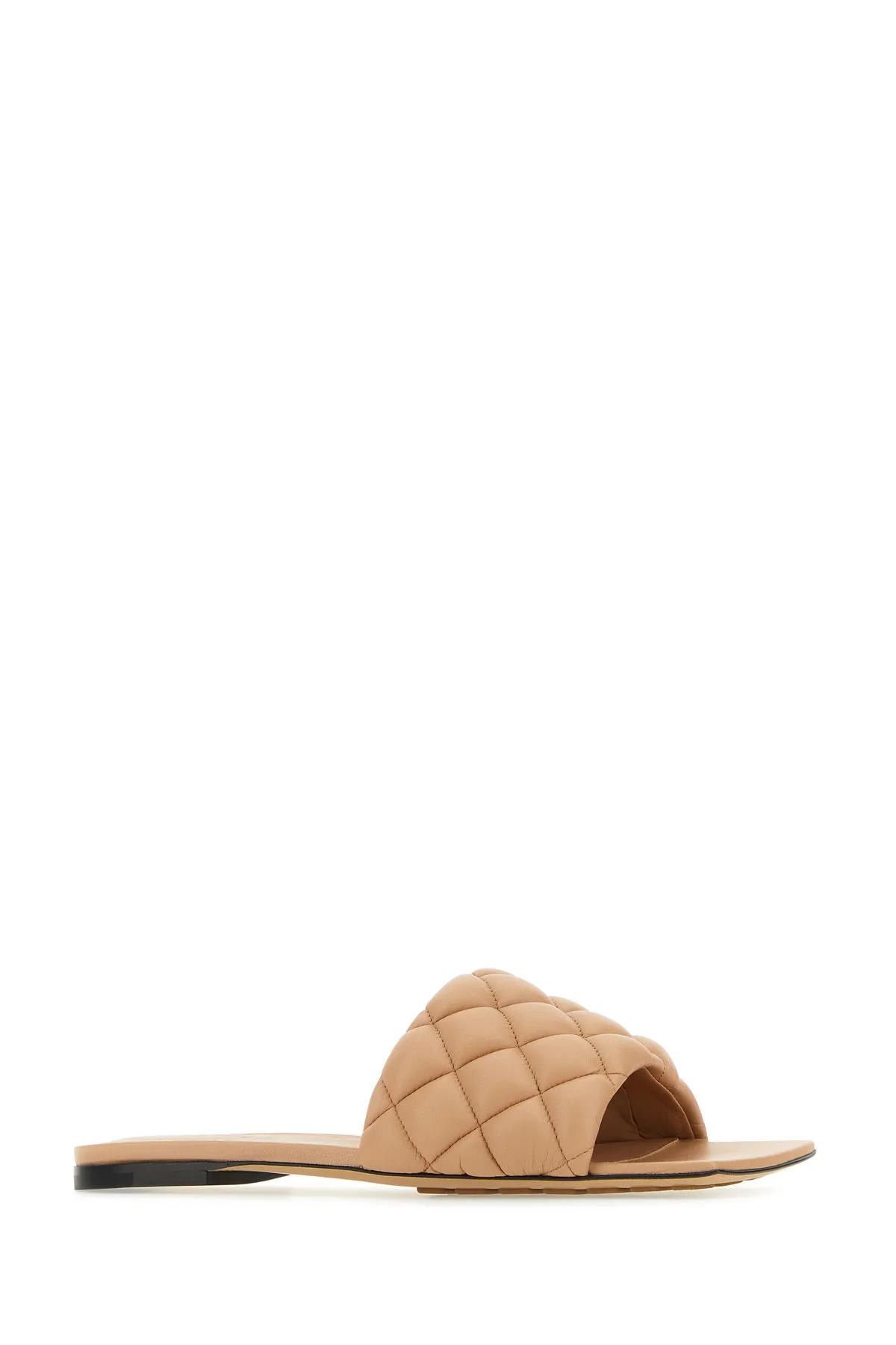 Shop Bottega Veneta Skin Pink Nappa Leather Padded Slippers