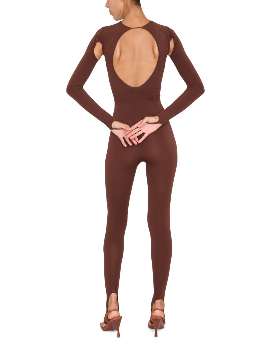 Shop Andreädamo Full Jumpsuit With Cut-out Details In Brown