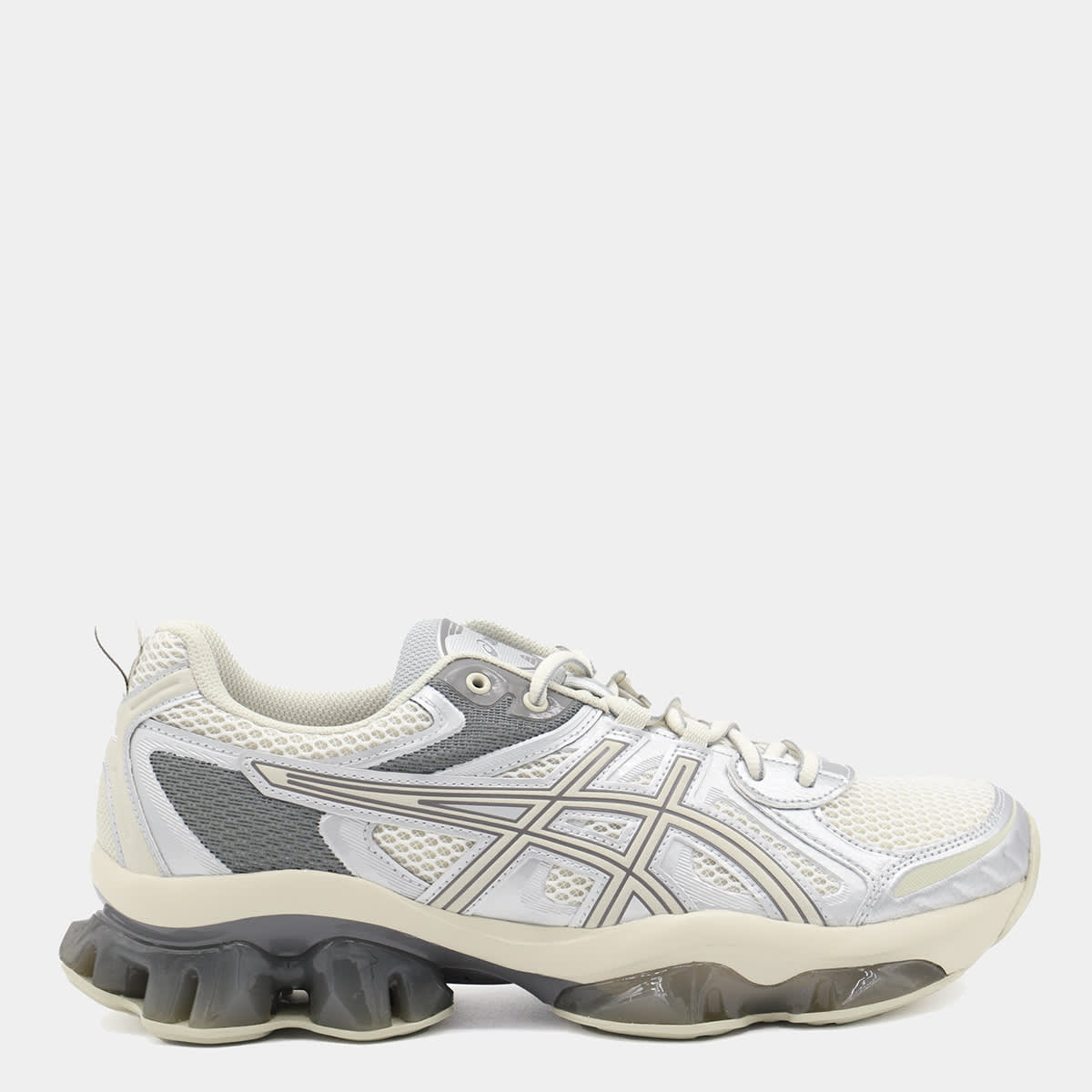 Shop Asics White And Grey Gel Quantum Kinetic Sneakers In White/light Dust