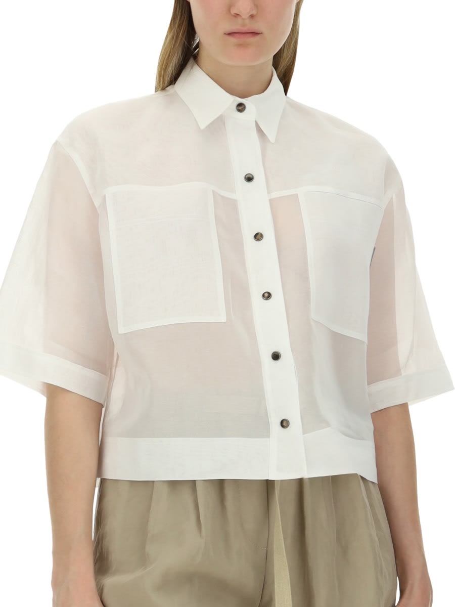 Shop Brunello Cucinelli Organza Shirt In White