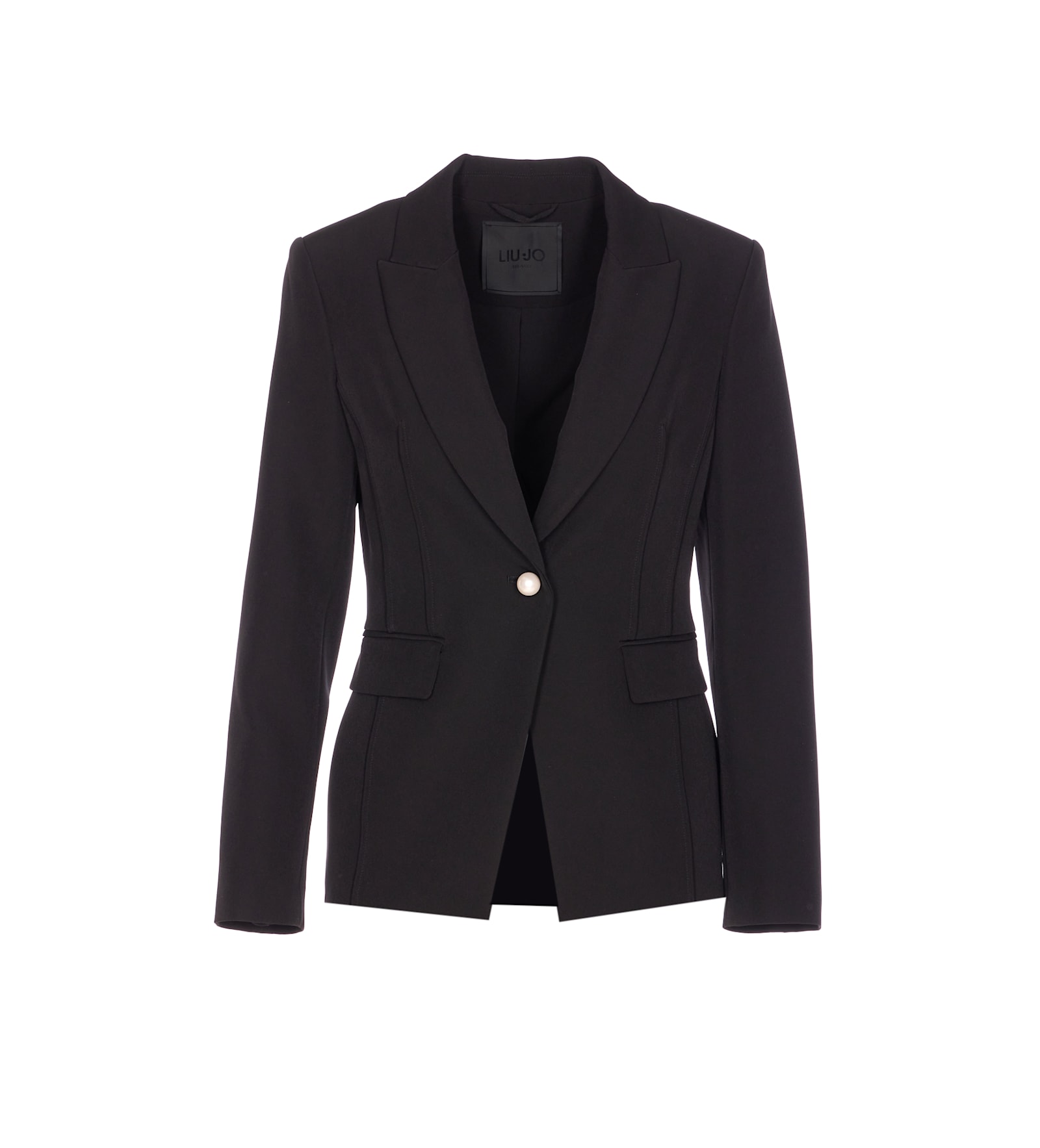 Liu •jo Structured Pearl-button Blazer With Flap Pockets In Blue