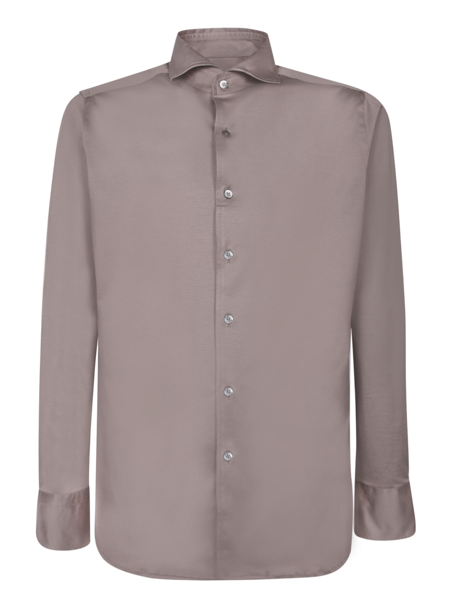 Shop Canali Taupe Jersey Shirt In Beige