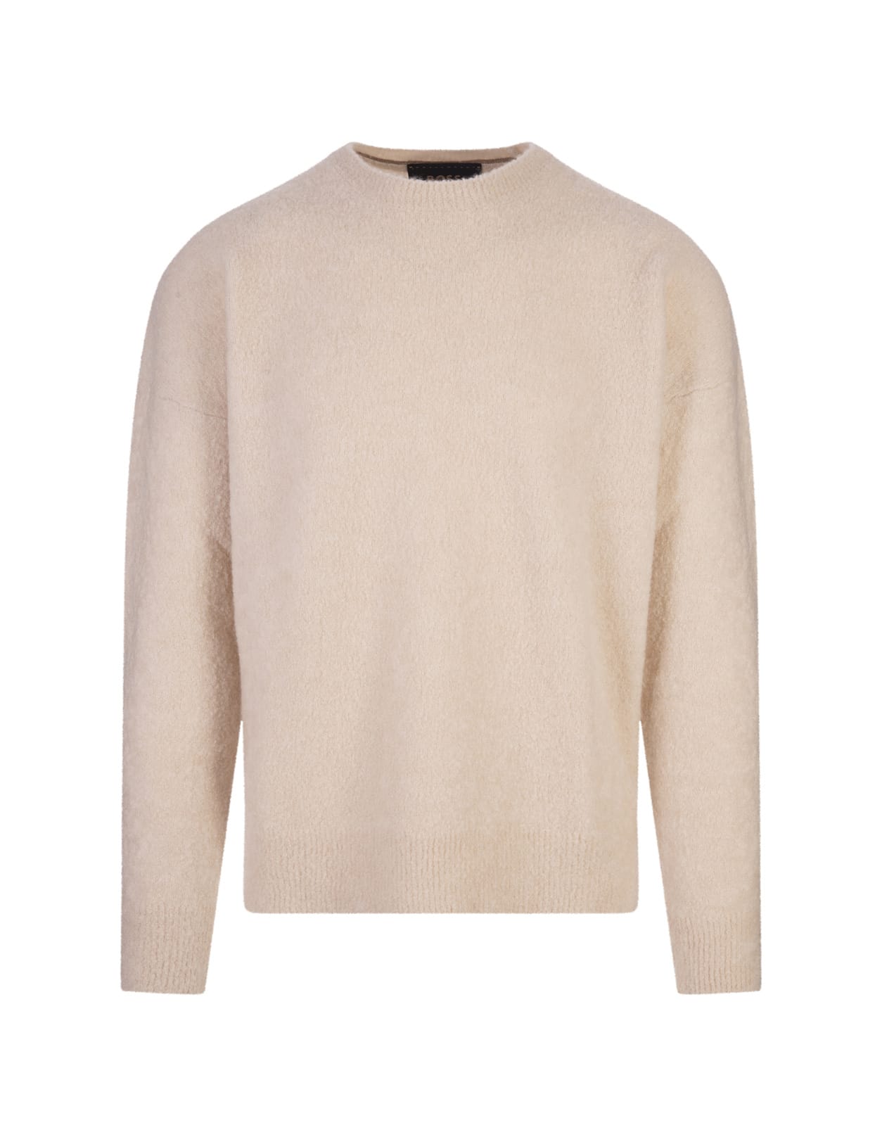 Hugo Boss Relaxed Fit Sweater In Beige Cashmere And Silk In Brown