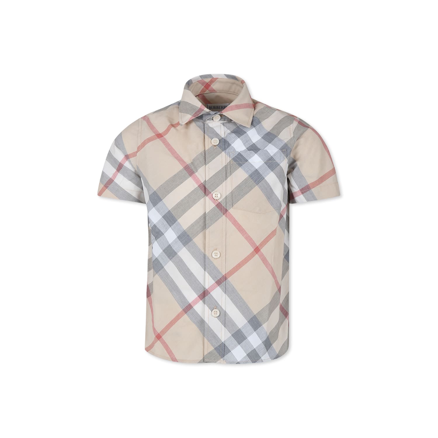 Burberry Kids' Beige Shirt For Boy With Vintage Check