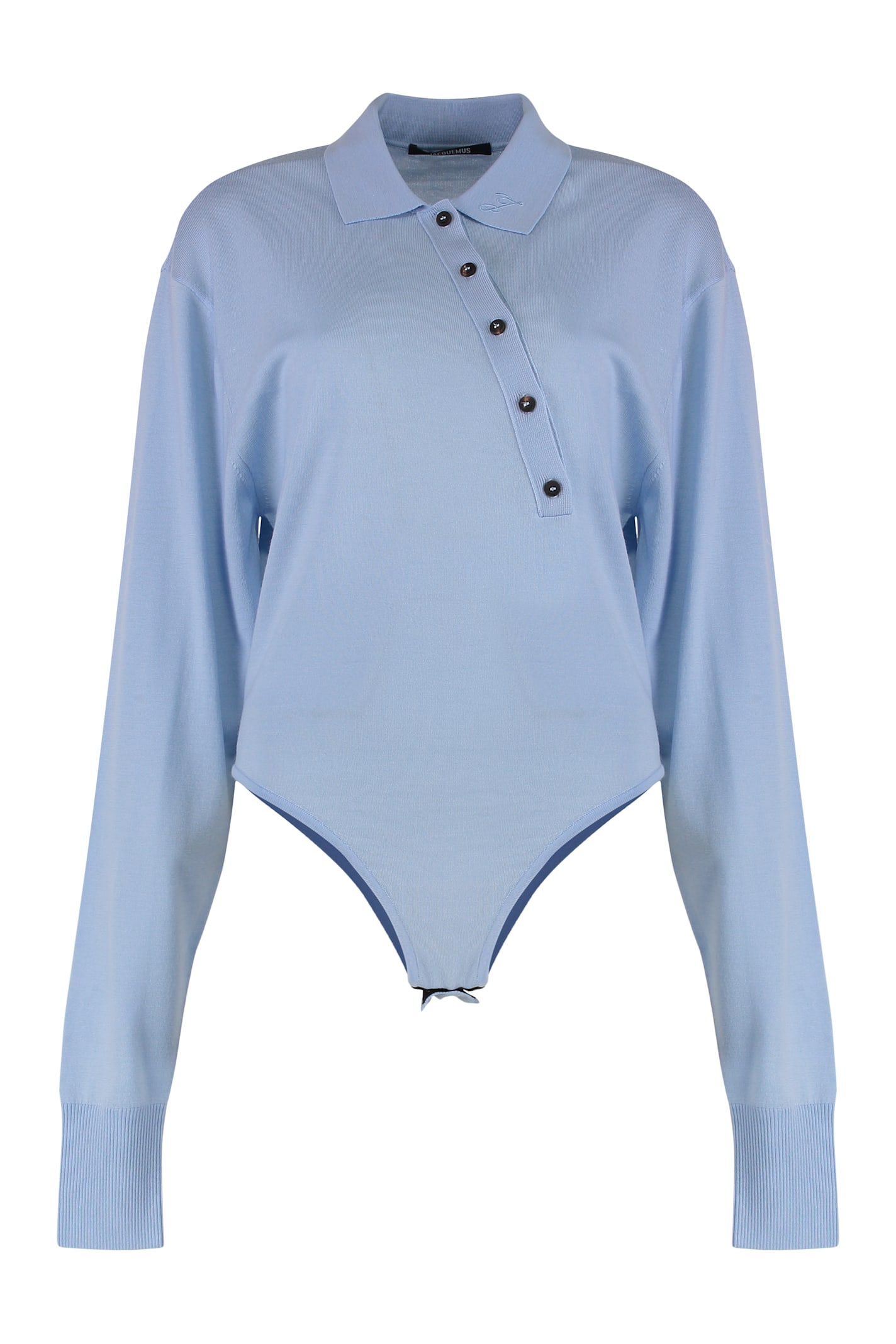 Jacquemus Long Sleeve Slim Fit Bodysuit In Blue