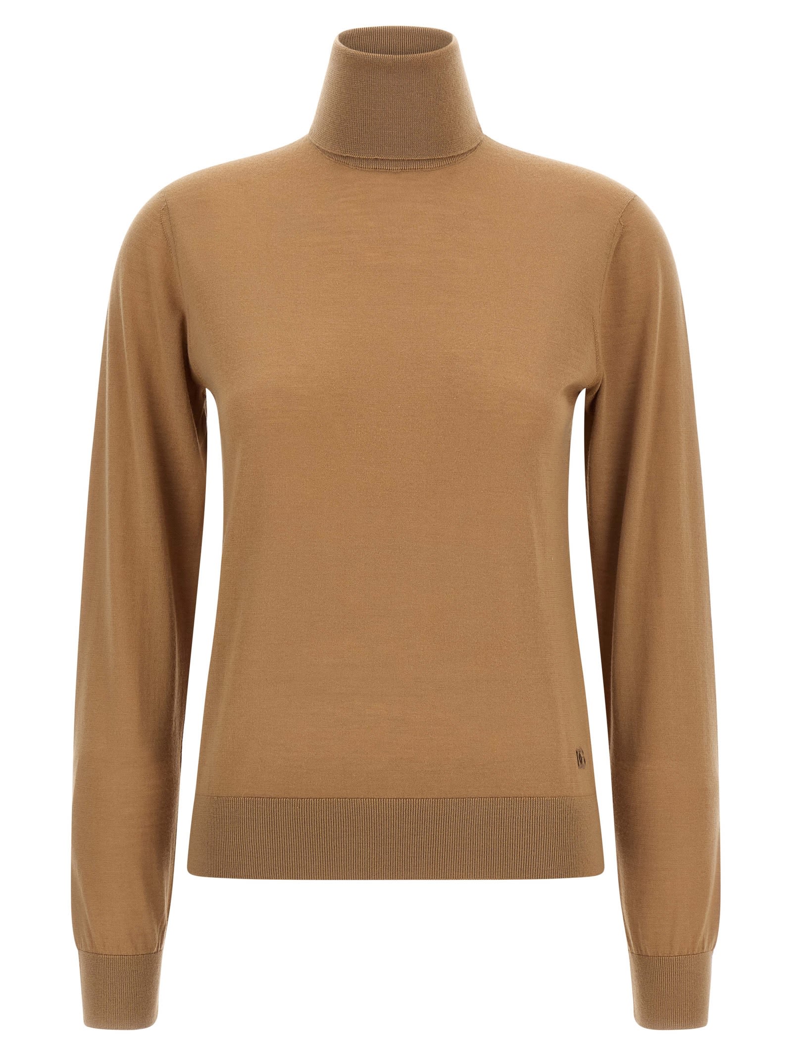Dolce & Gabbana Cashmere Turtleneck Sweater Sweaters And Cardigans Beige In Brown