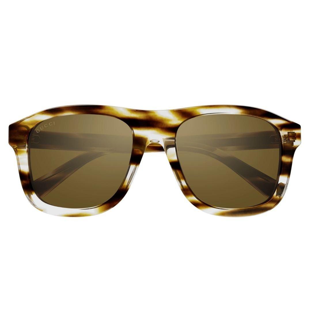 Shop Gucci Square Frame Sunglasses In Havana-havana-bronze