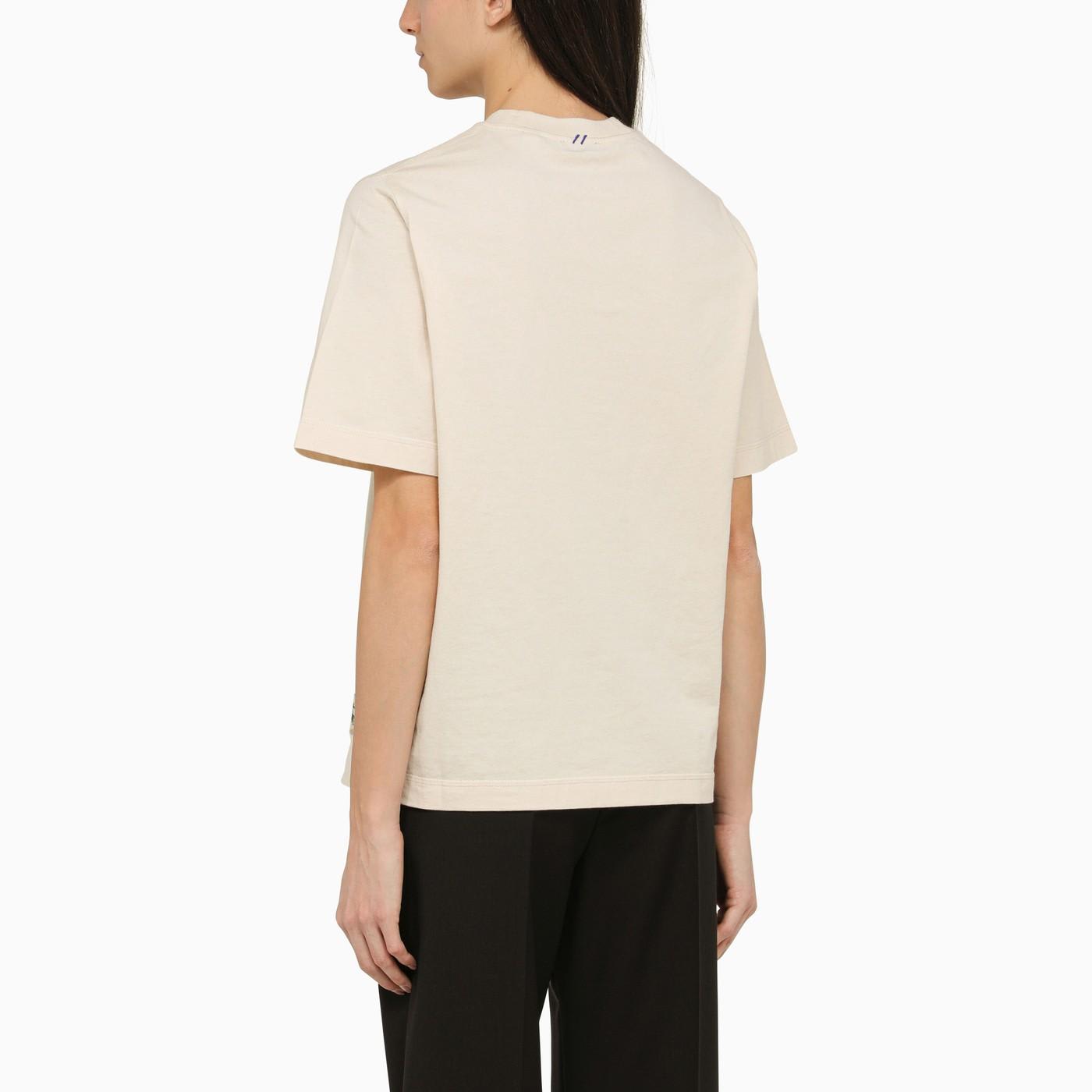 Shop Burberry Beige Crew-neck T-shirt With Logo In Neutrals