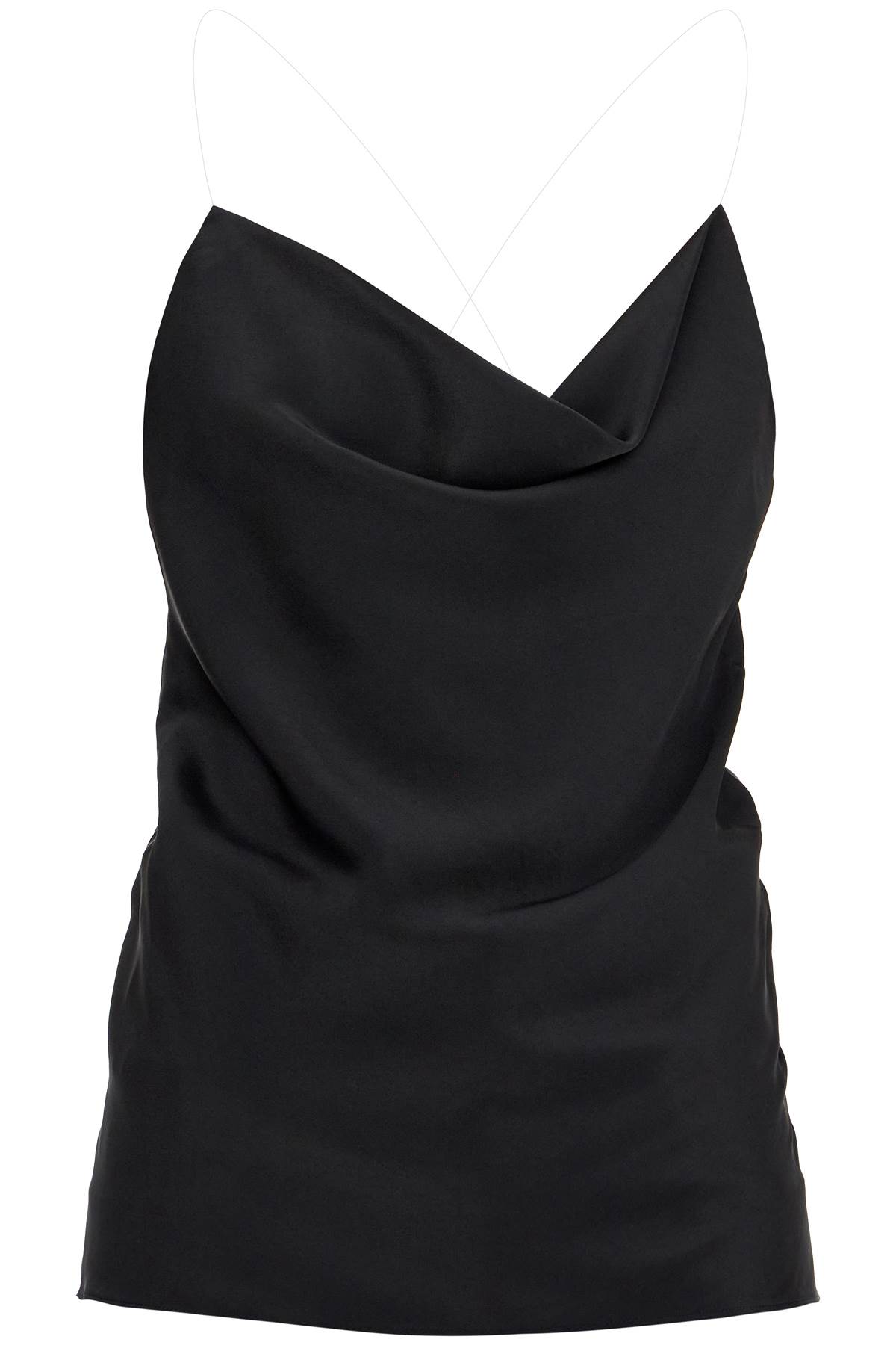 Shop Y/project Satin Top With Draped Neckline And Low In Evergreen Black (black)