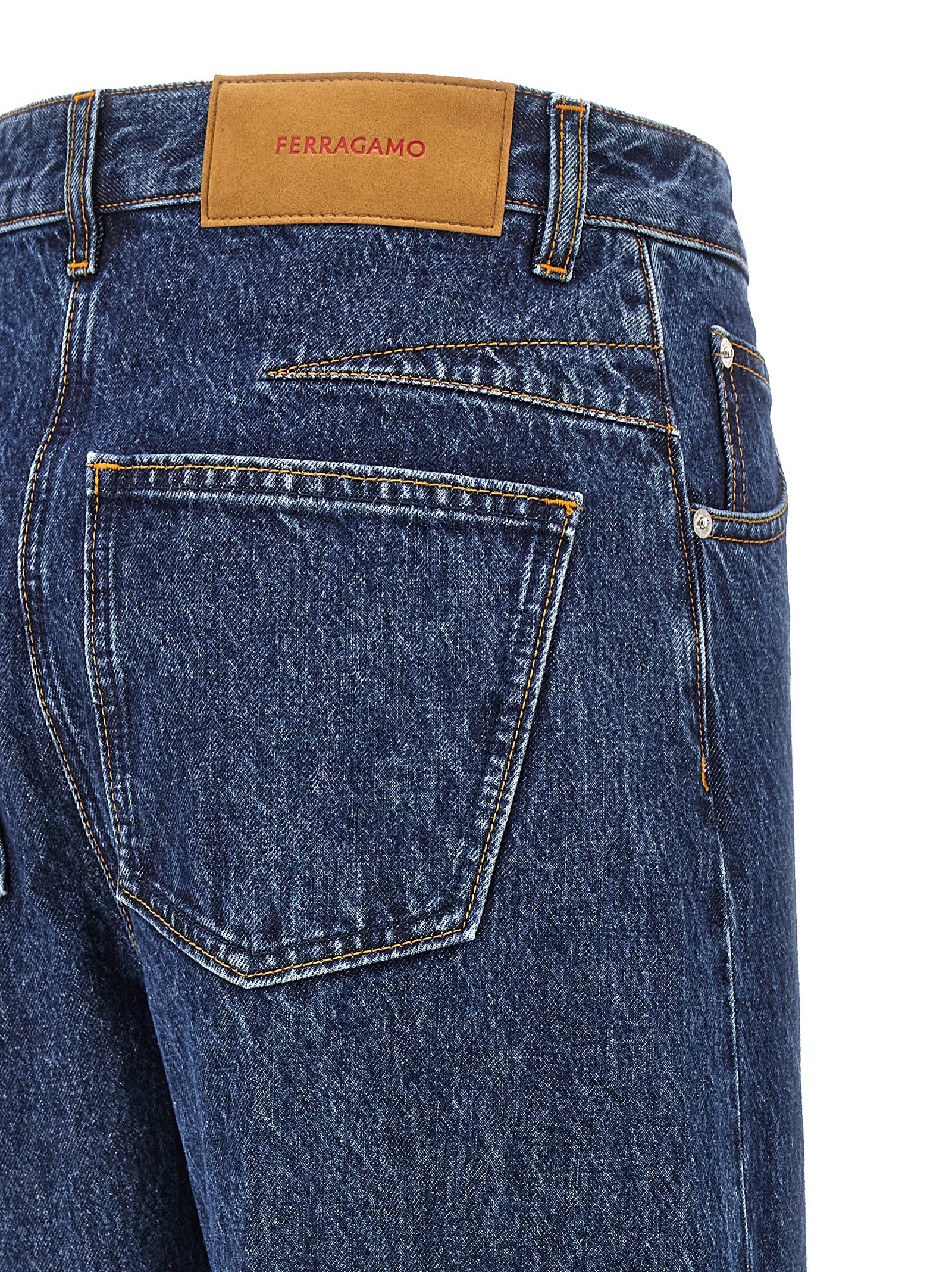 Shop Ferragamo Marmorizzato Jeans In Blue