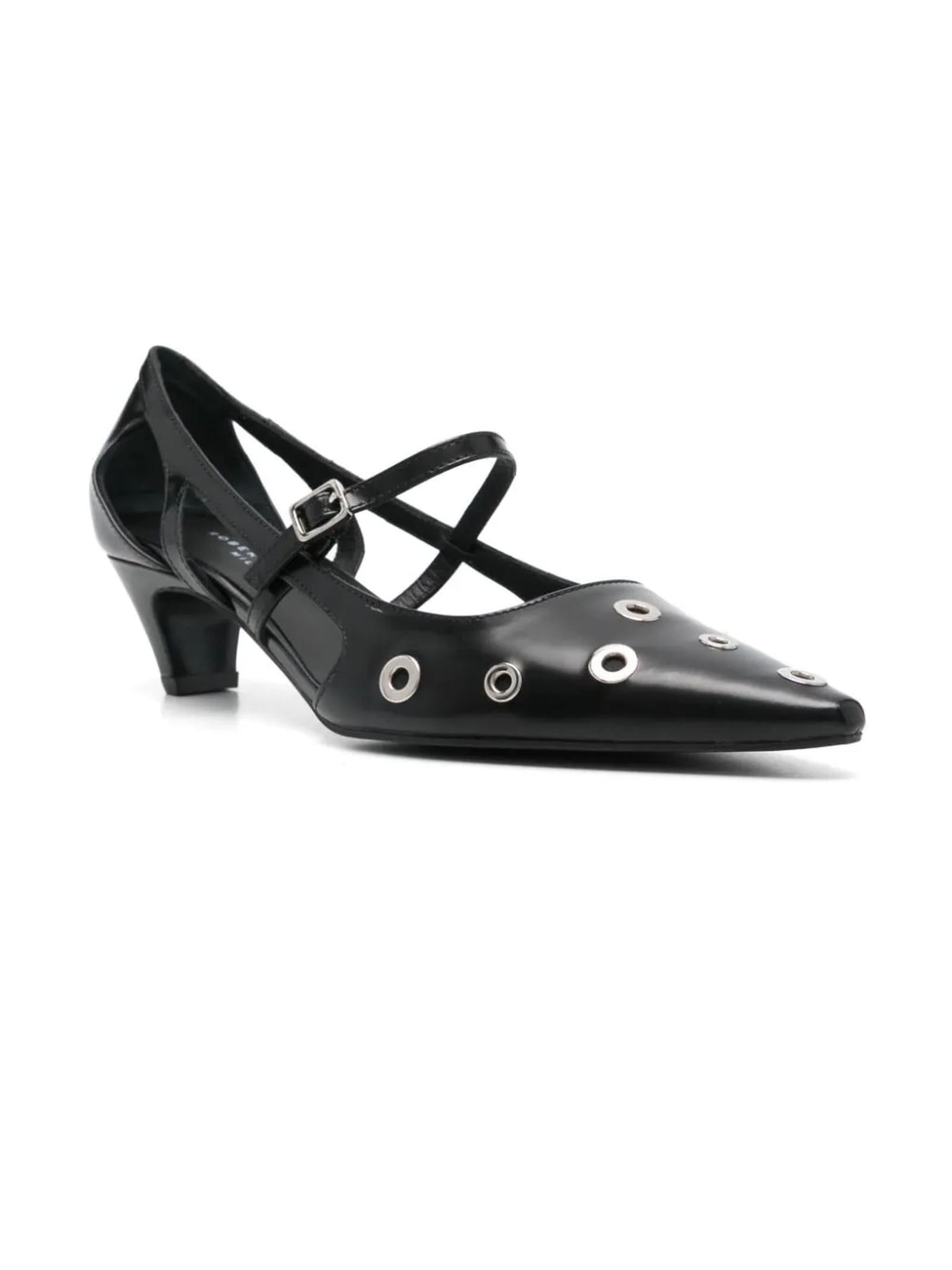 Shop Roberto Festa Black Calf Leather Punk Pumps