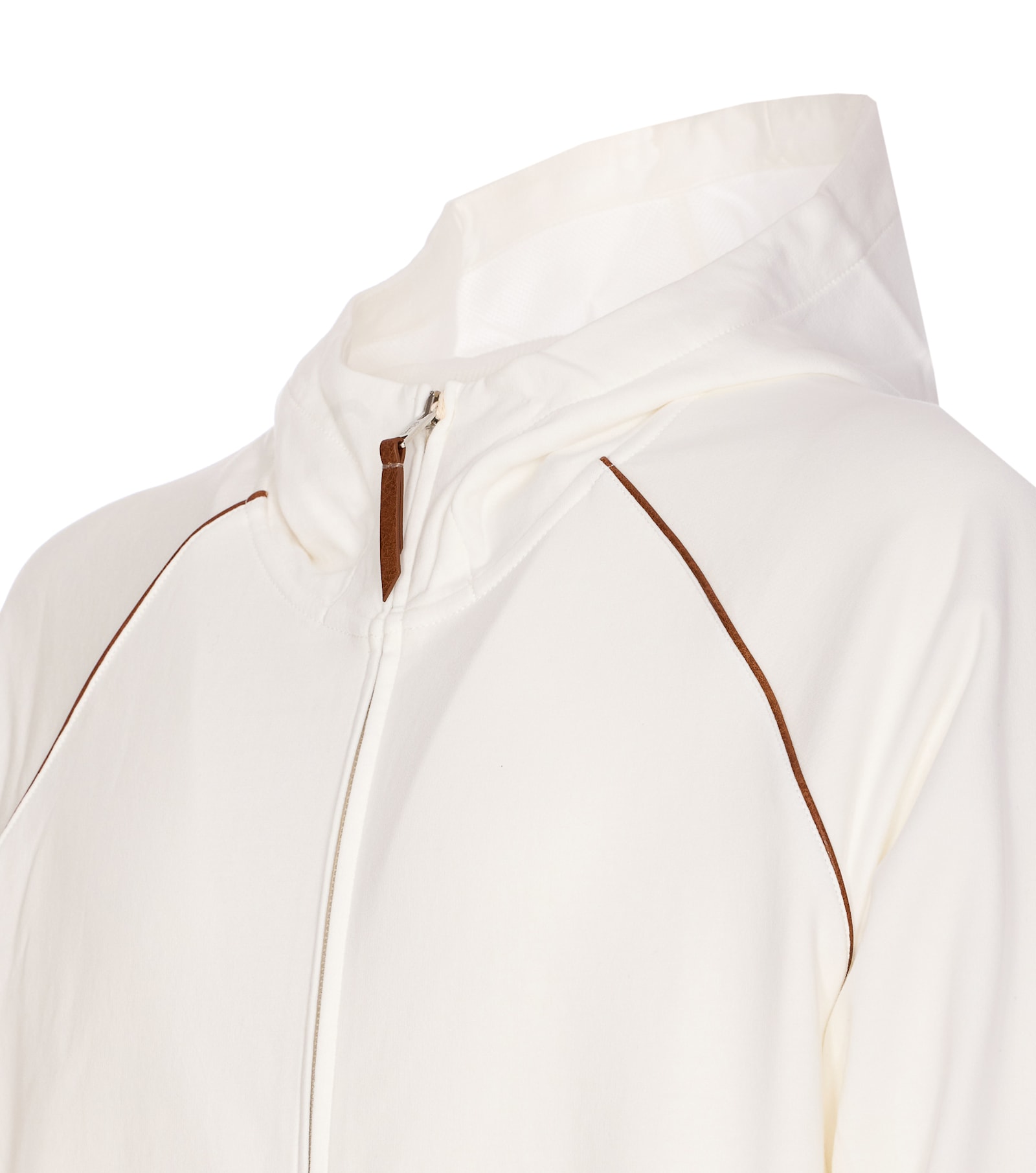 Brunello Cucinelli Hooded Zip-up Sweatshirt In White