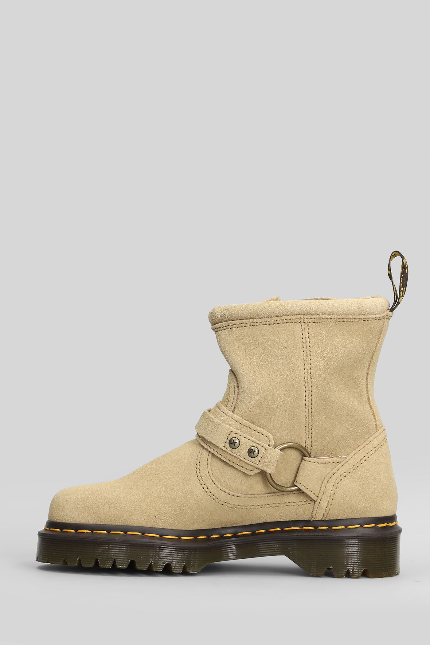 Dr. Martens Anistone Hrns Low Heels Ankle Boots In Beige Suede In Neutral