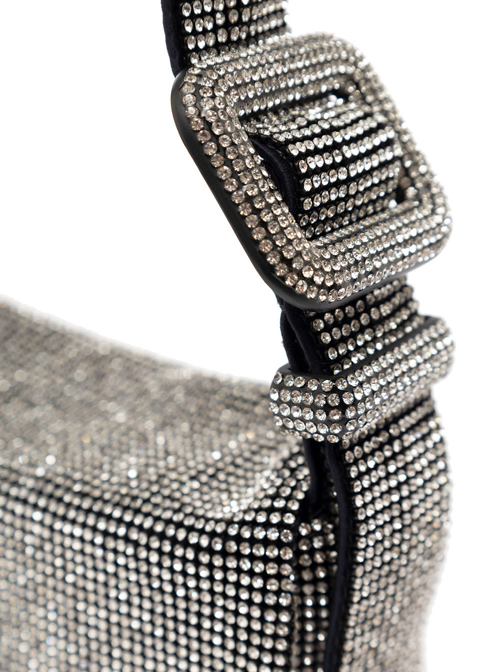 Shop Benedetta Bruzziches Vitty La Mignon Silver Shoulder Bag With Gem Embellishment In Rhinestone Mesh Woman In Metallic
