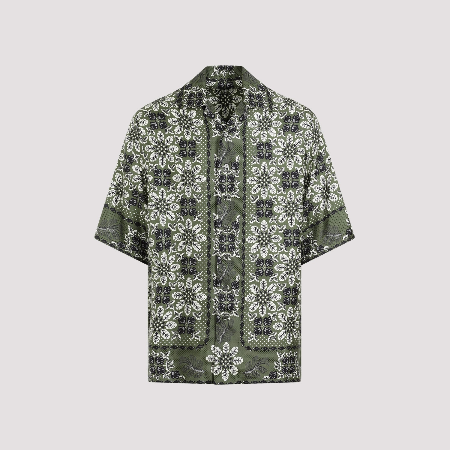 Shop Etro Silk Boxy Shirt In Stampa Fdo Verde