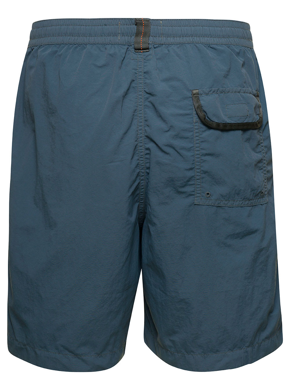 Shop Parajumpers Mitch Blue Swim Trunks With Key Chain Detail In Nylon Man