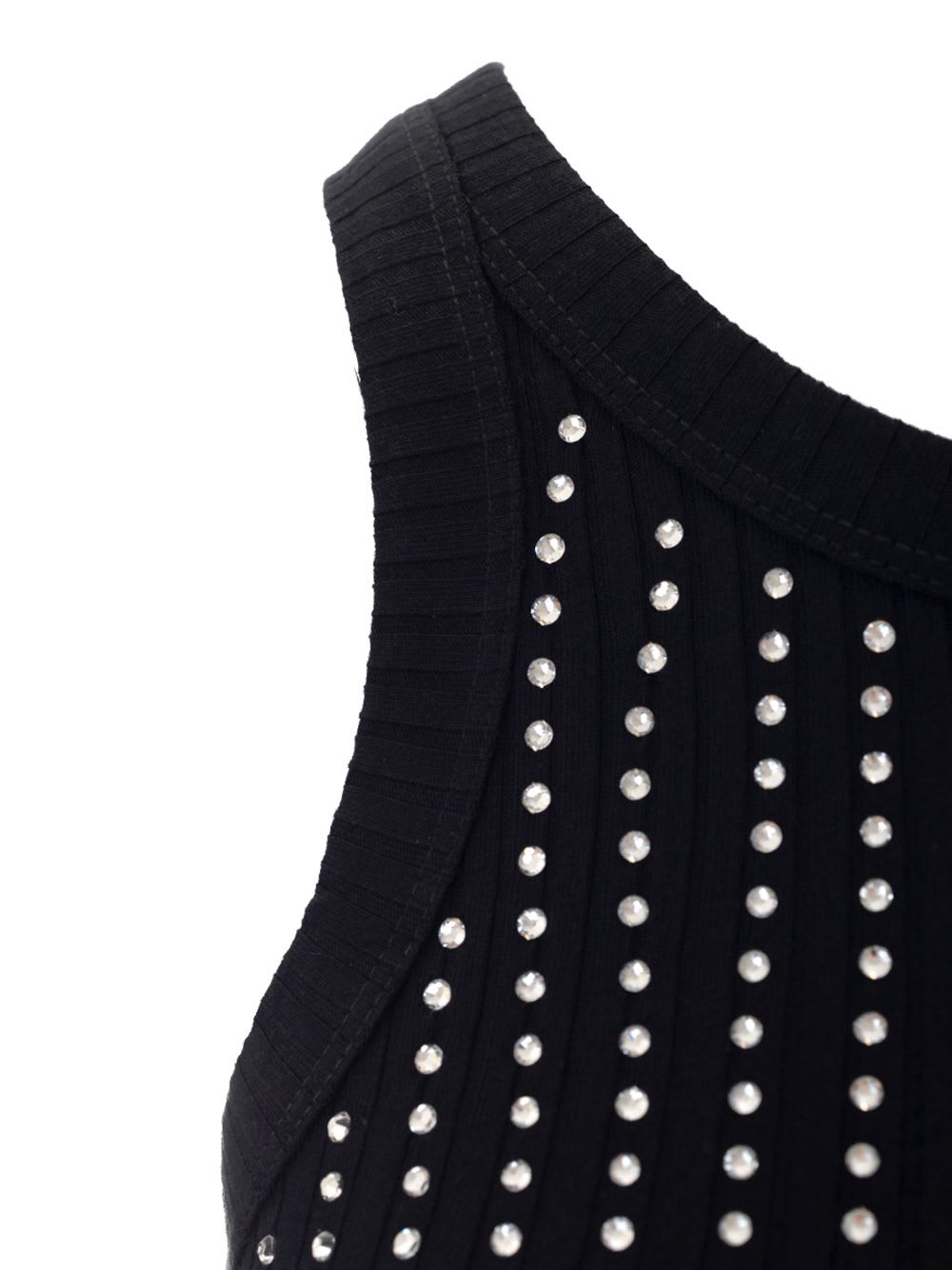 Attico Fitted Midi Dress With Shimmering Embellishments In Black