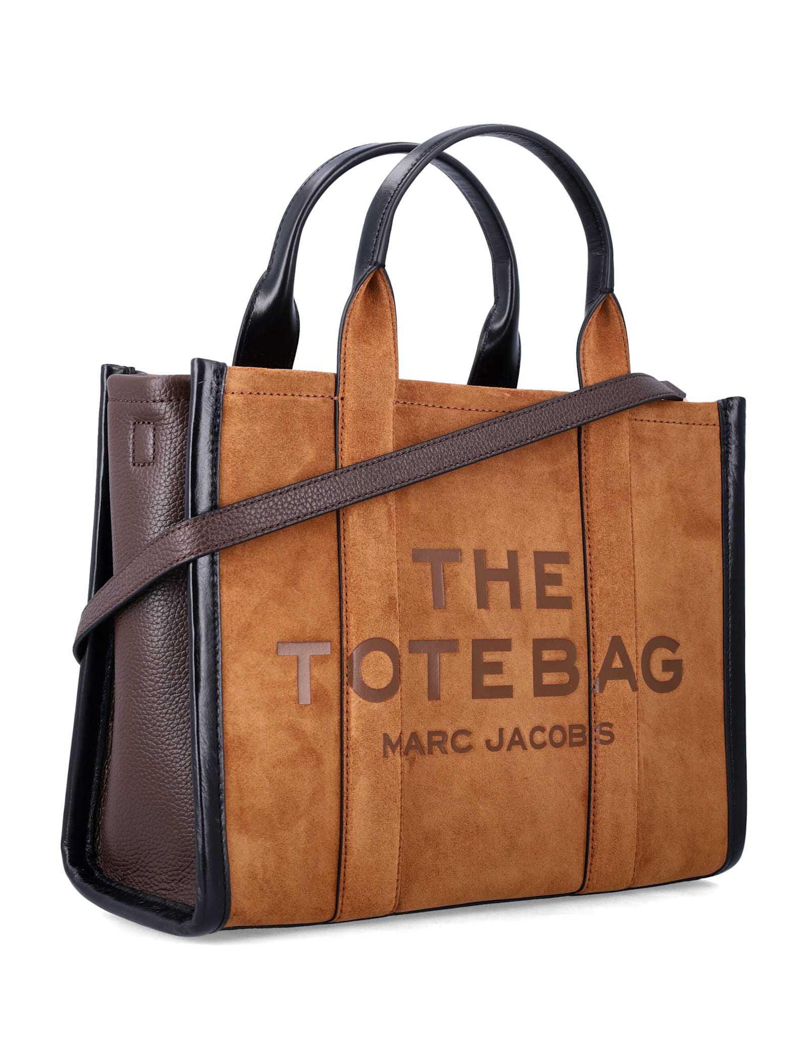 Marc Jacobs The Medium Suede Leather Blocked Tote Bag In Brown