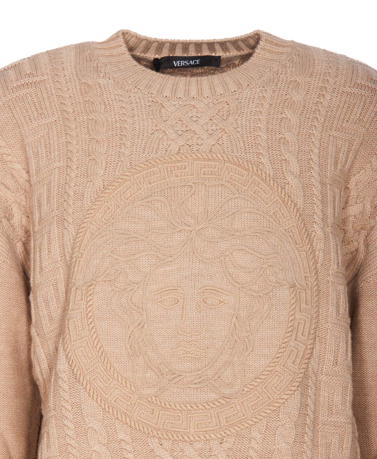 Shop Versace Medusa Logo Sweater In Beige