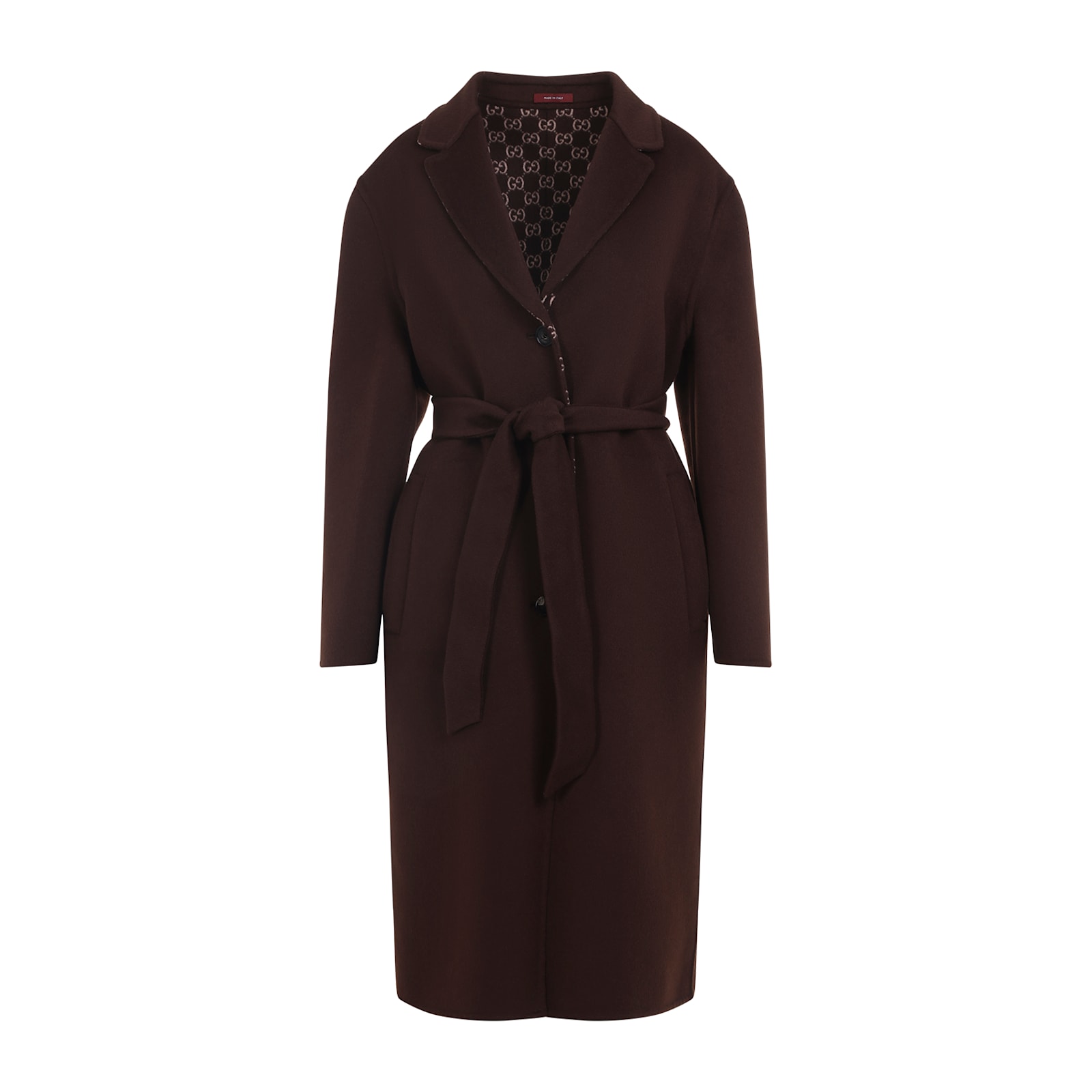 Gucci Silk And Wool Reversible Coat In Brown