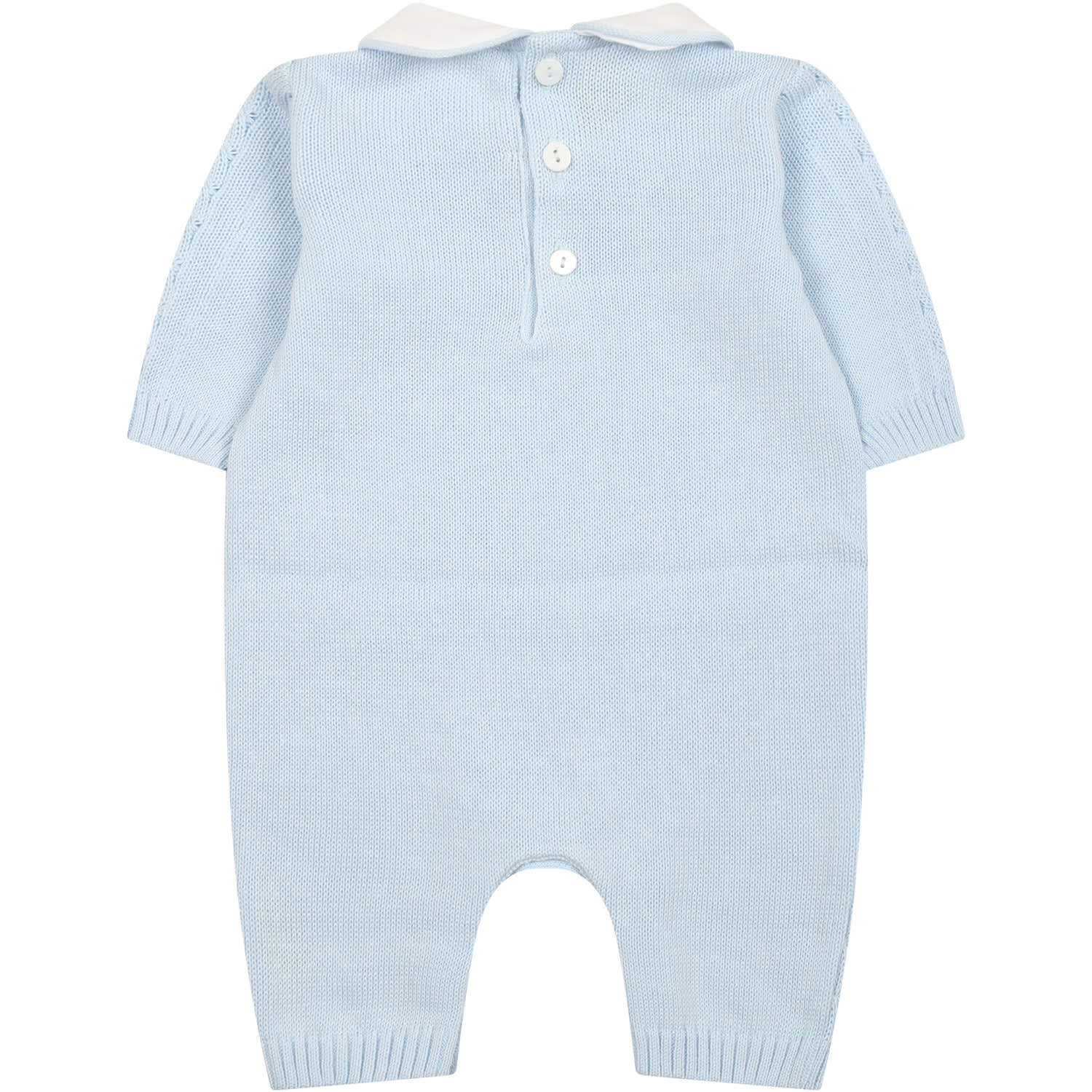Shop Little Bear Sky Blue Babygrown For Baby Girl In Light Blue