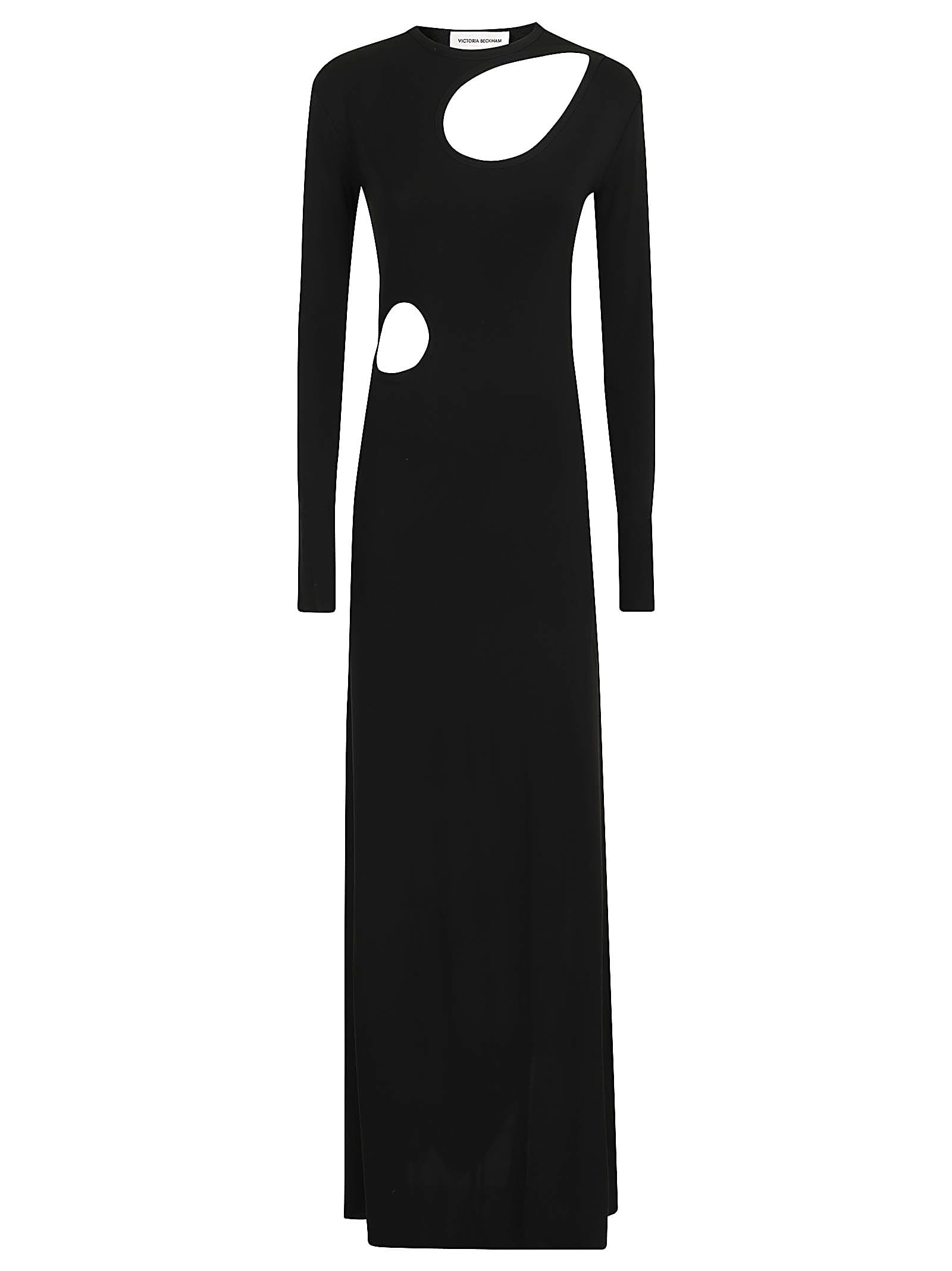 Shop Victoria Beckham Cut-out Jersey Floorlength Dress In Black