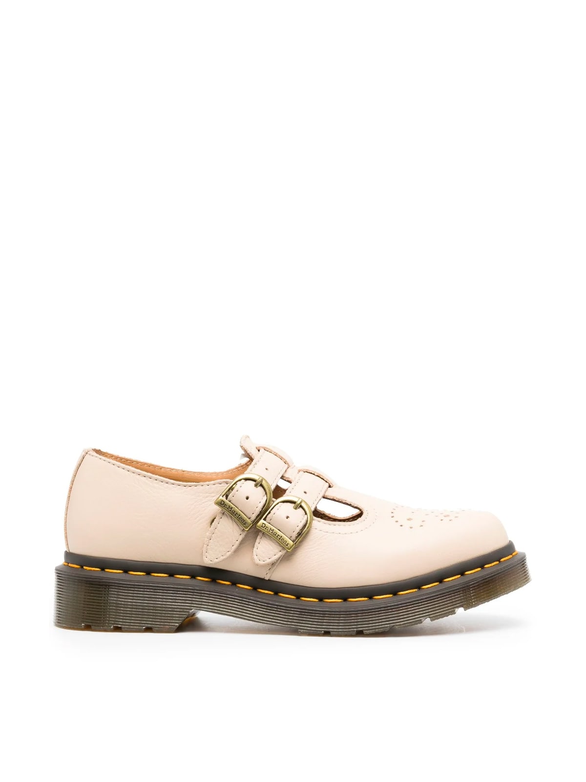 8065 Virginia Leather Mary Jane Shoes in Parchment Beige