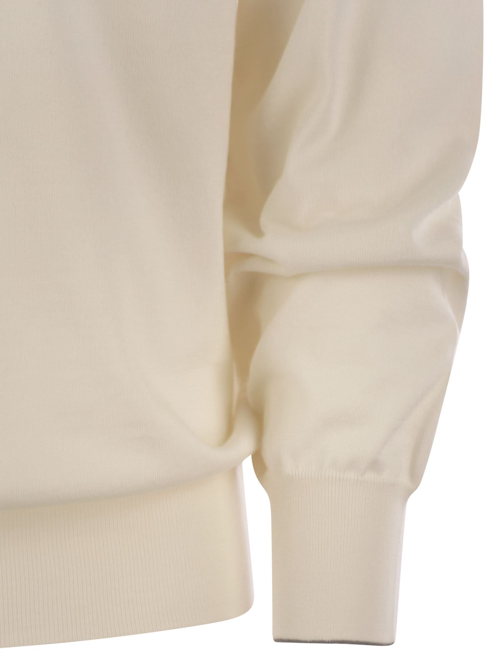 Brunello Cucinelli Men's Lightweight Cotton Sweater In White