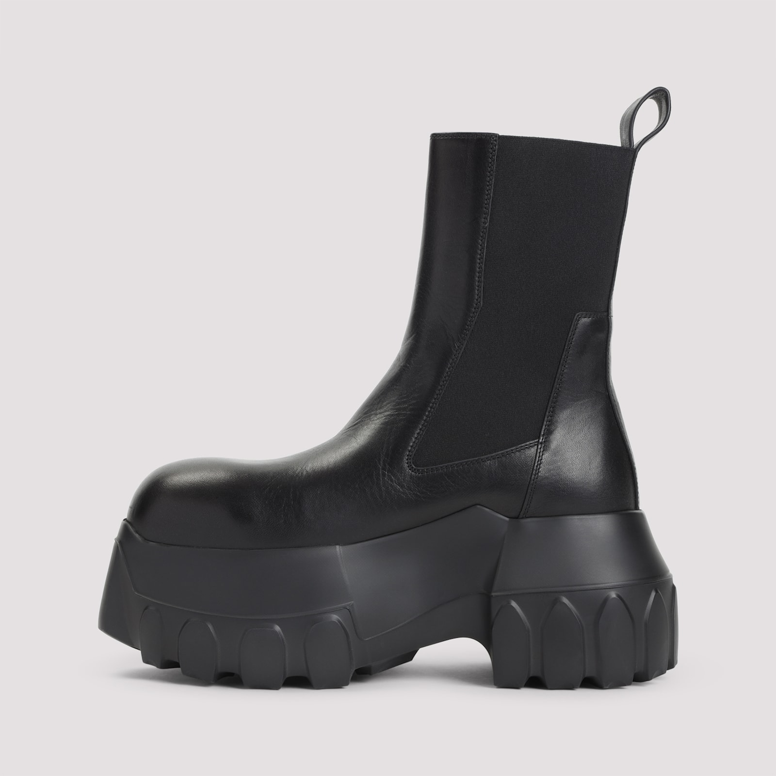 Rick Owens Beatle Mega Tractor Black Calf Leather Boots In Black