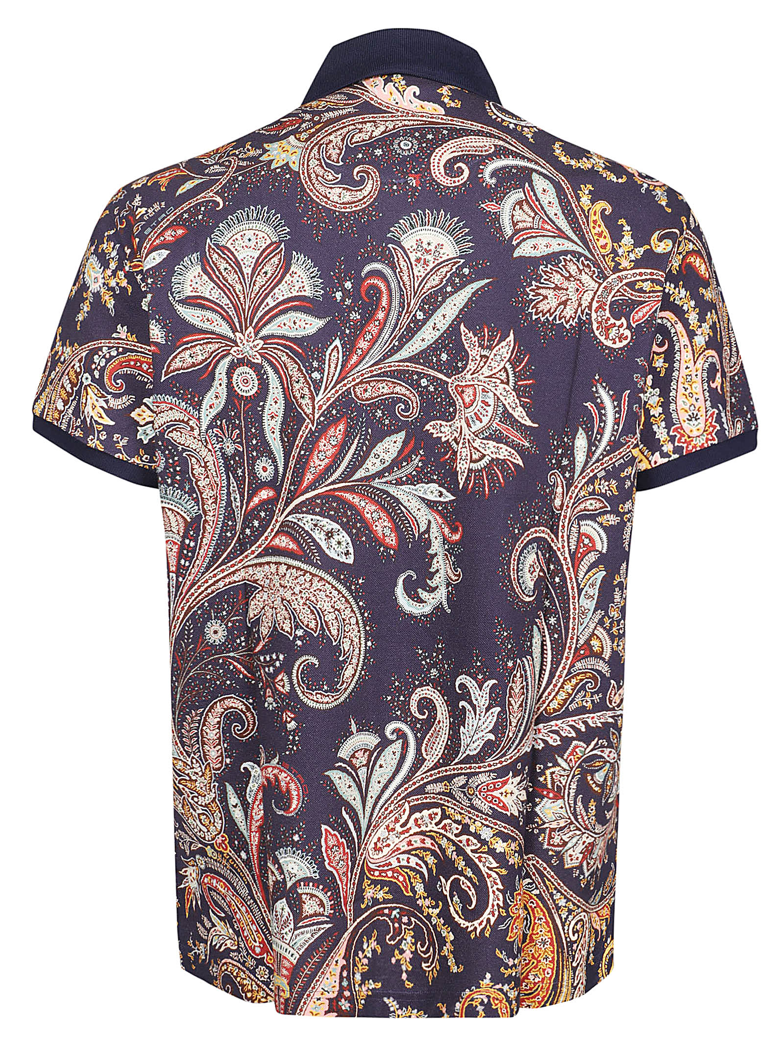 Shop Etro Roma Short Sleeve Polo Shirt In Navy