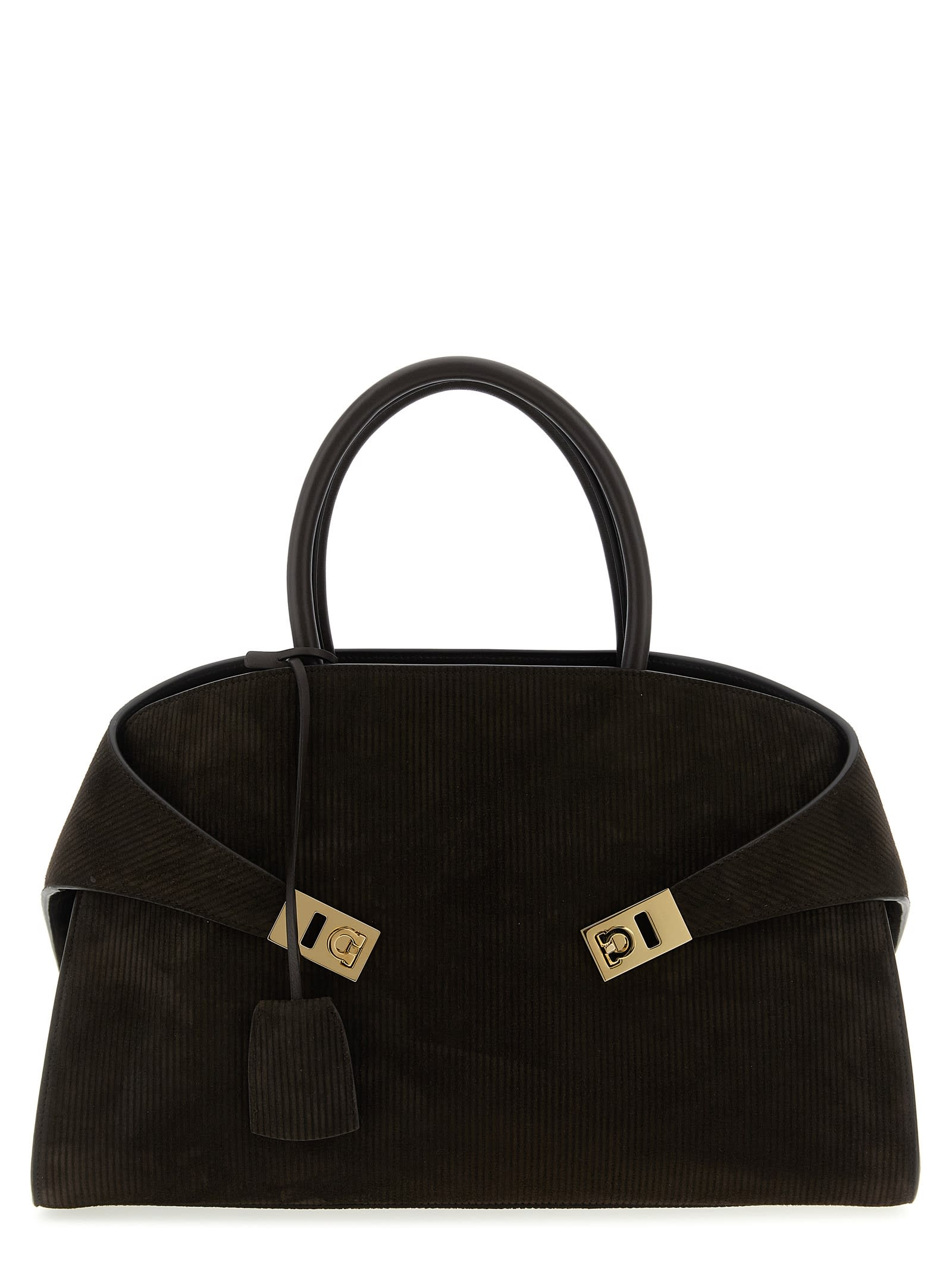 Ferragamo Dark Brown Hug Large Satchel In Brown