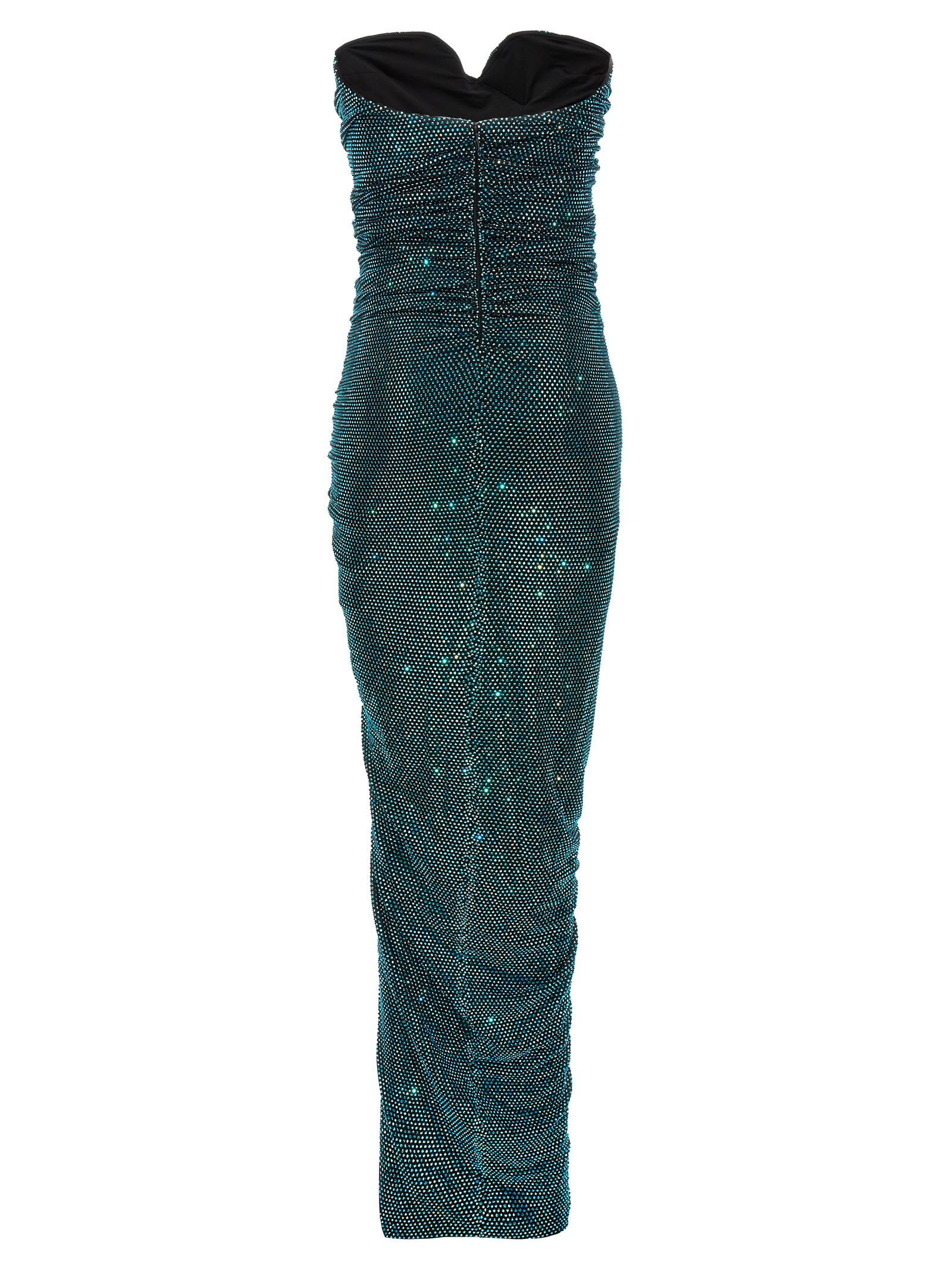 Shop Alexandre Vauthier All Over Rhinestone Dress In Blue