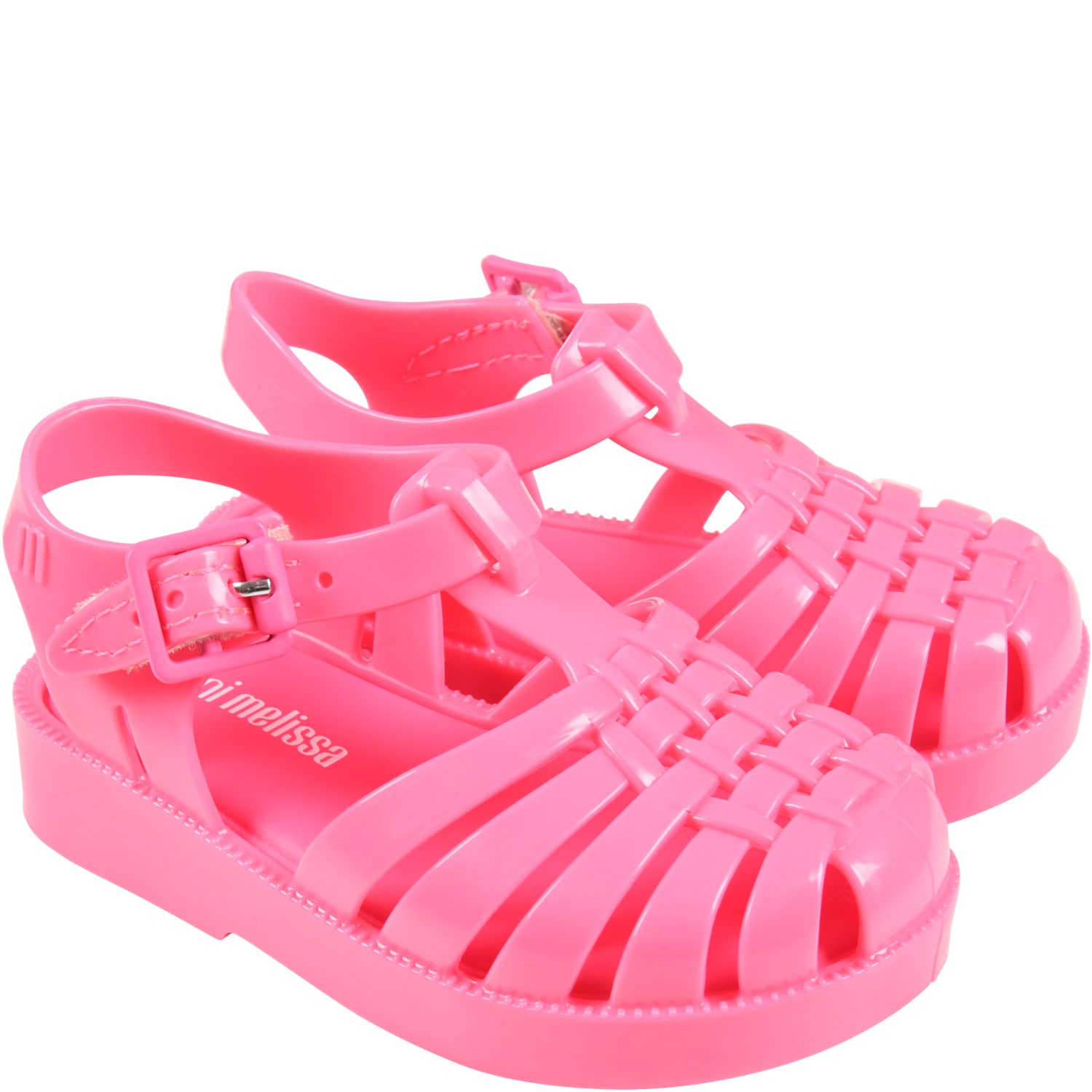 Shop Melissa Neon Pink Sandals For Girl In Fuchsia