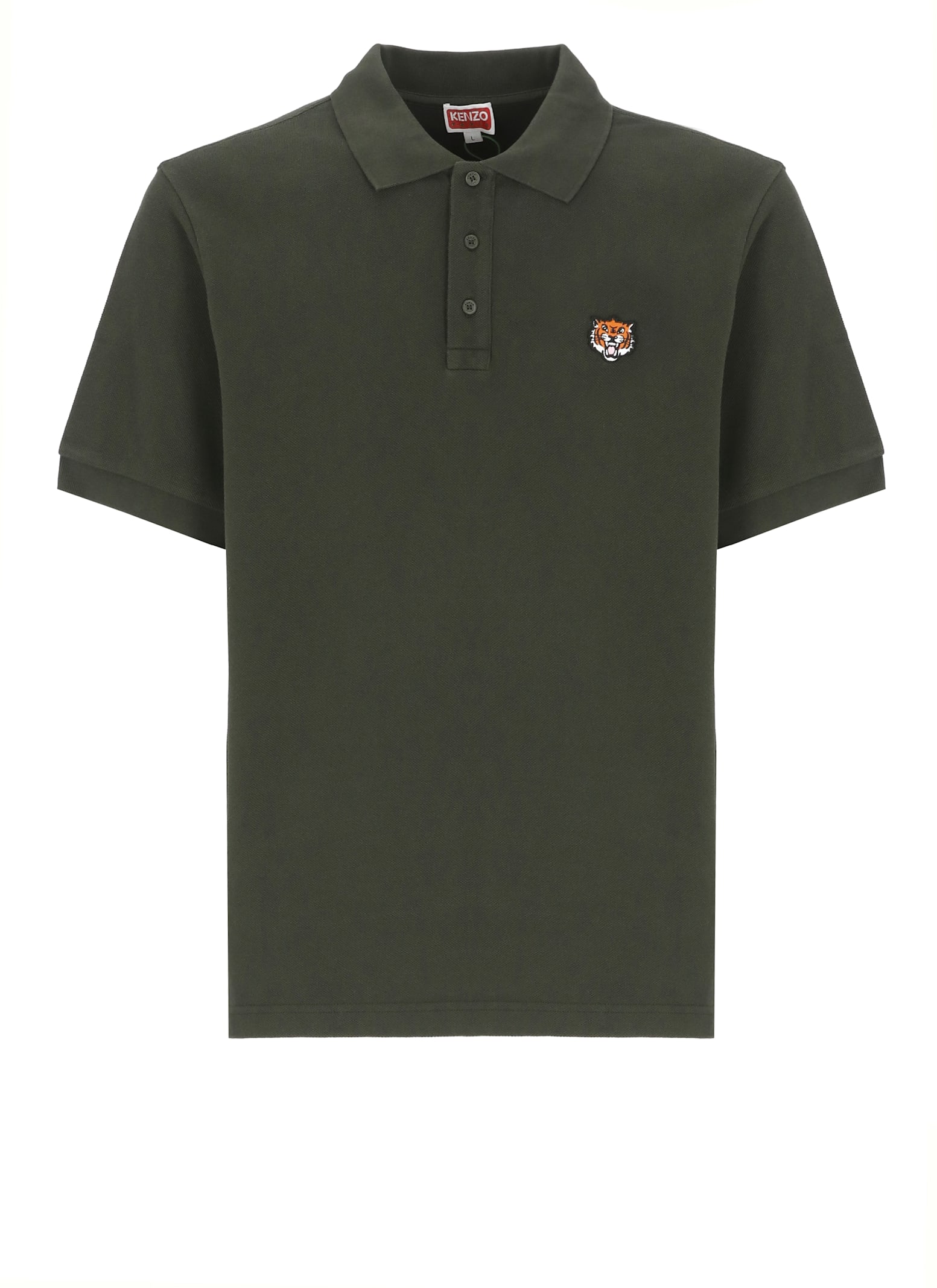 Kenzo Polo Shirt With Happy Tiger Embroidery In Green