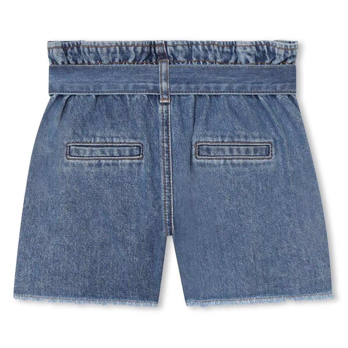 Shop Sonia Rykiel Denim Shorts With Embroidery In Light Blue