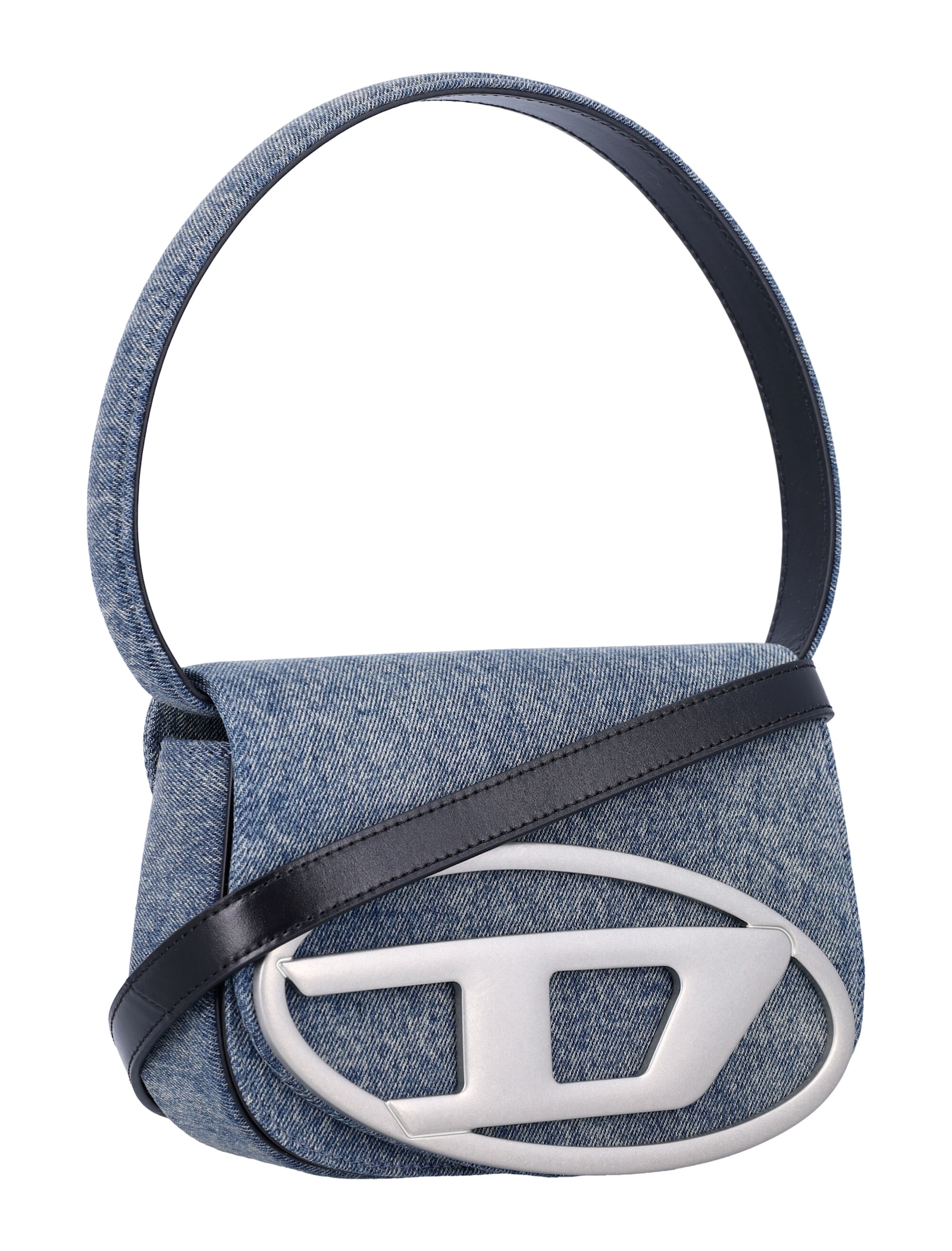 Diesel Denim Leather D Shoulder Bag In Blue