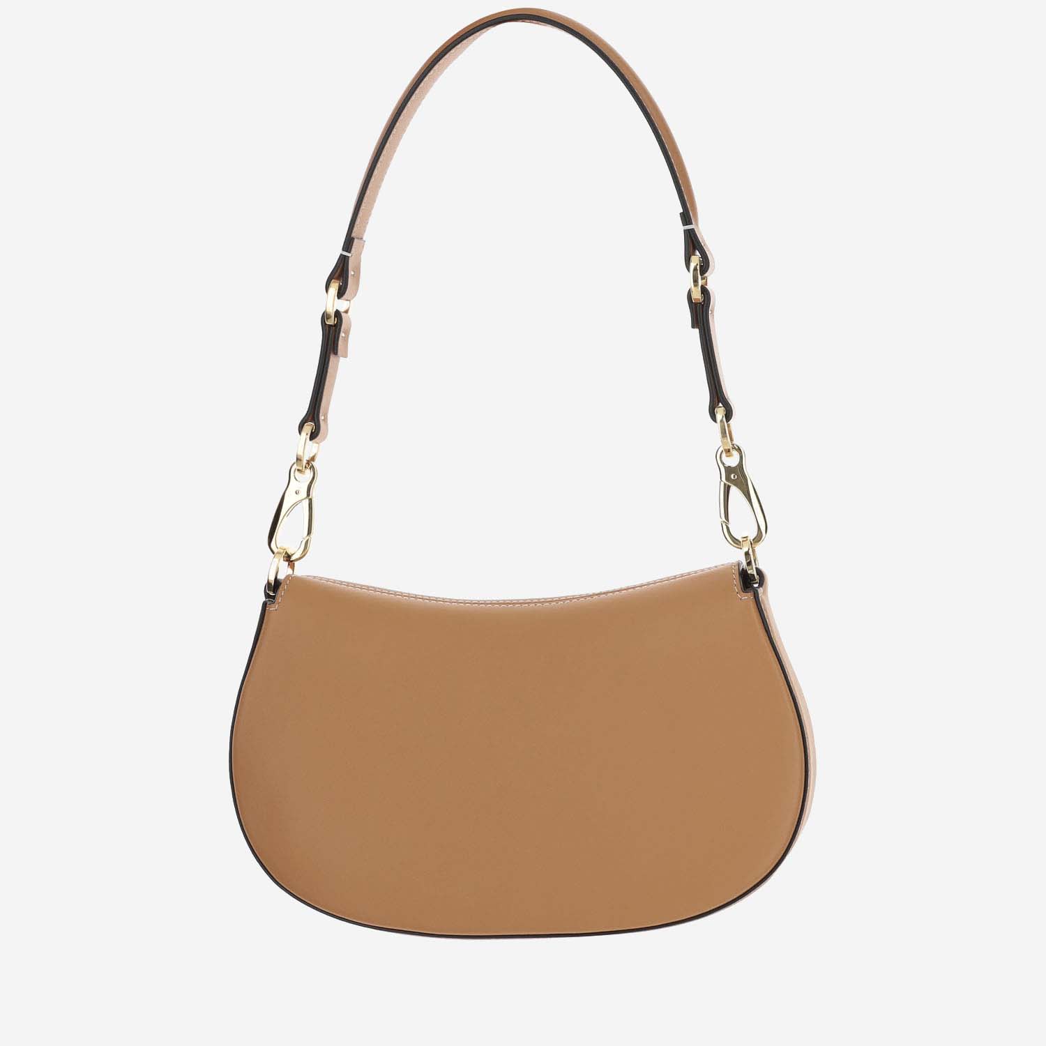 Shop Valentino Garavani Ohval Small Leather Shoulder Bag In Beige