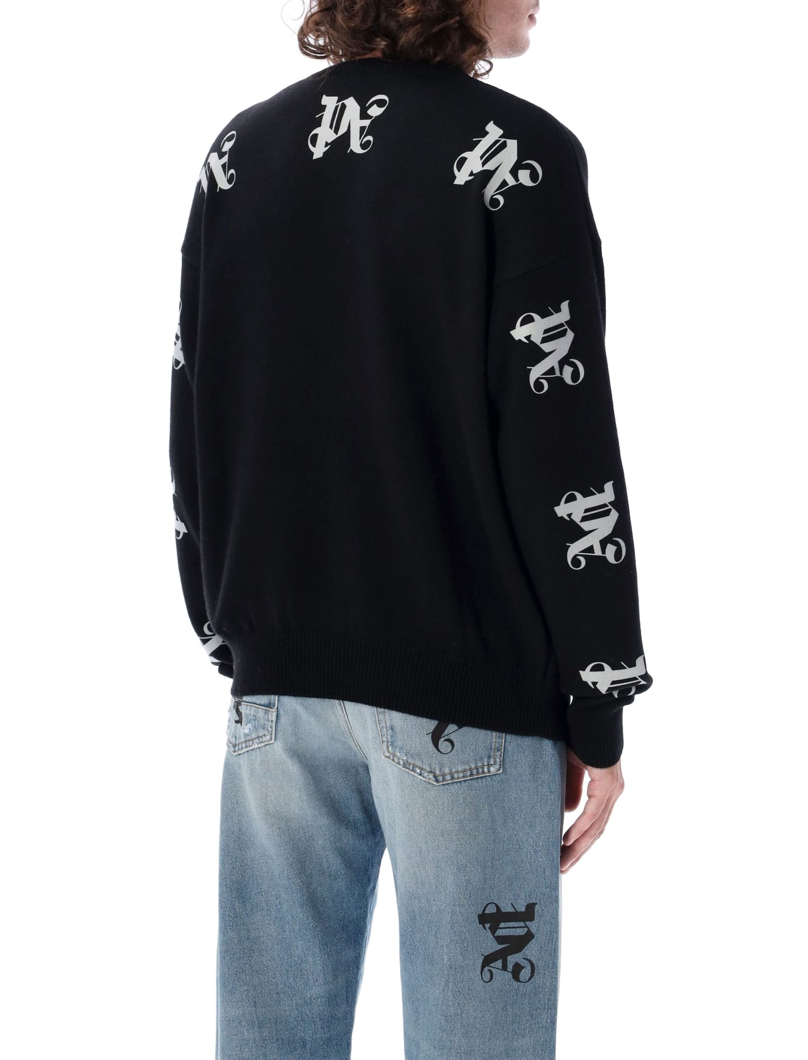 Shop Palm Angels Monogram Series Knit In Black