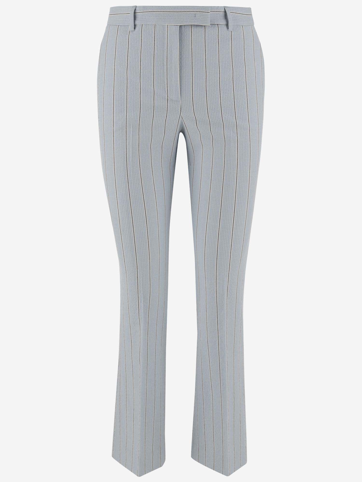 Ql2 Cotton Blend Pants With Striped Pattern In Grey