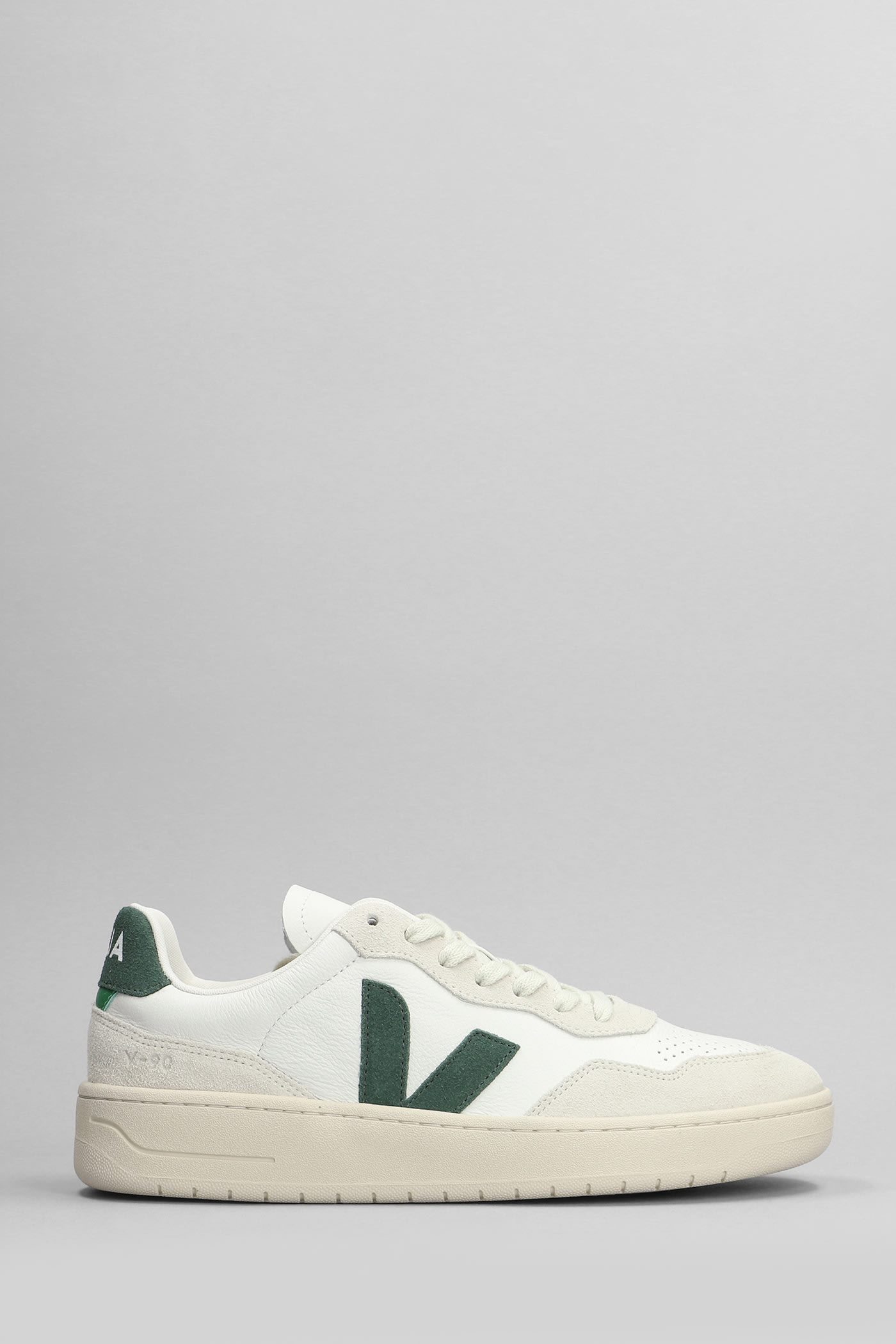 Shop Veja V-90 Sneakers In White Suede And Leather