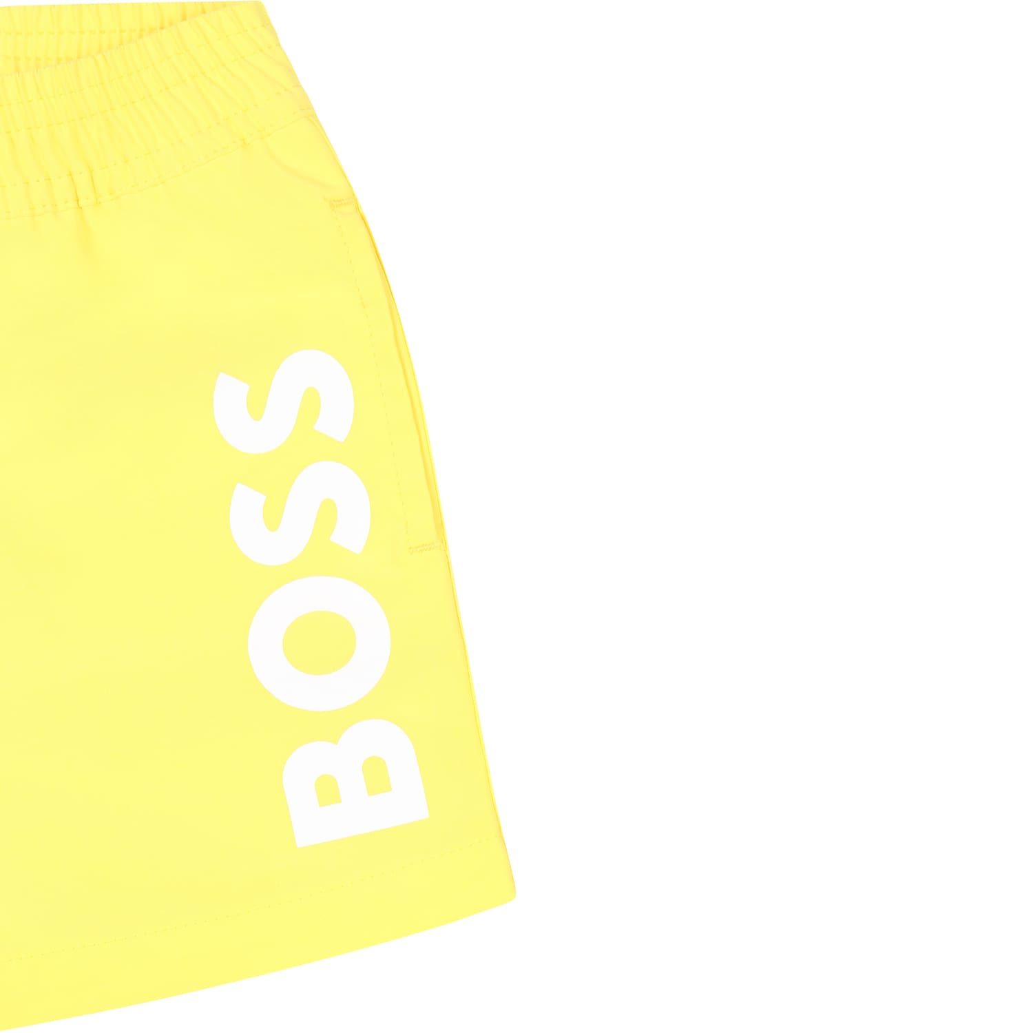 Hugo Boss Yellow Swim Shorts For Baby Boy With Logo In Yellow