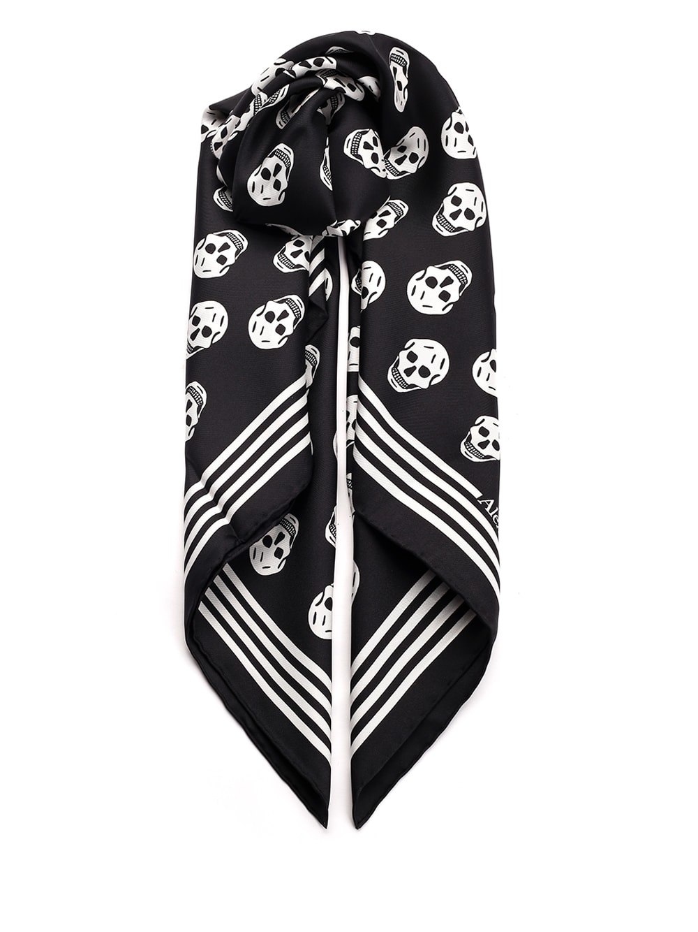 Shop Alexander Mcqueen Skull Silk Foulard In Black