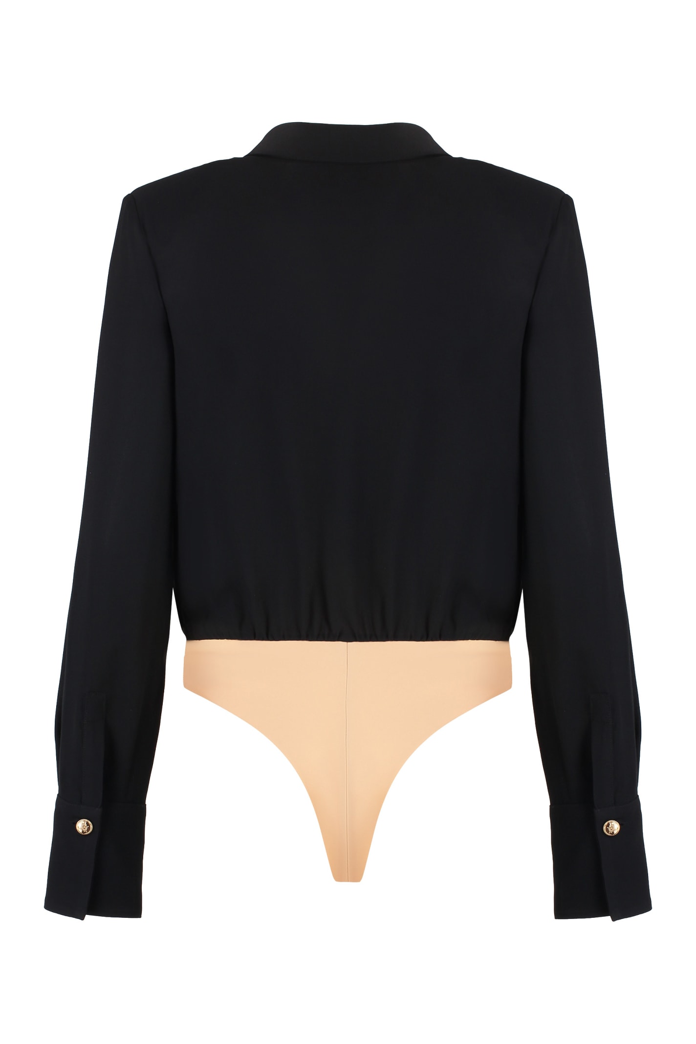 Shop Elisabetta Franchi Georgette Bodysuit Shirt In Black