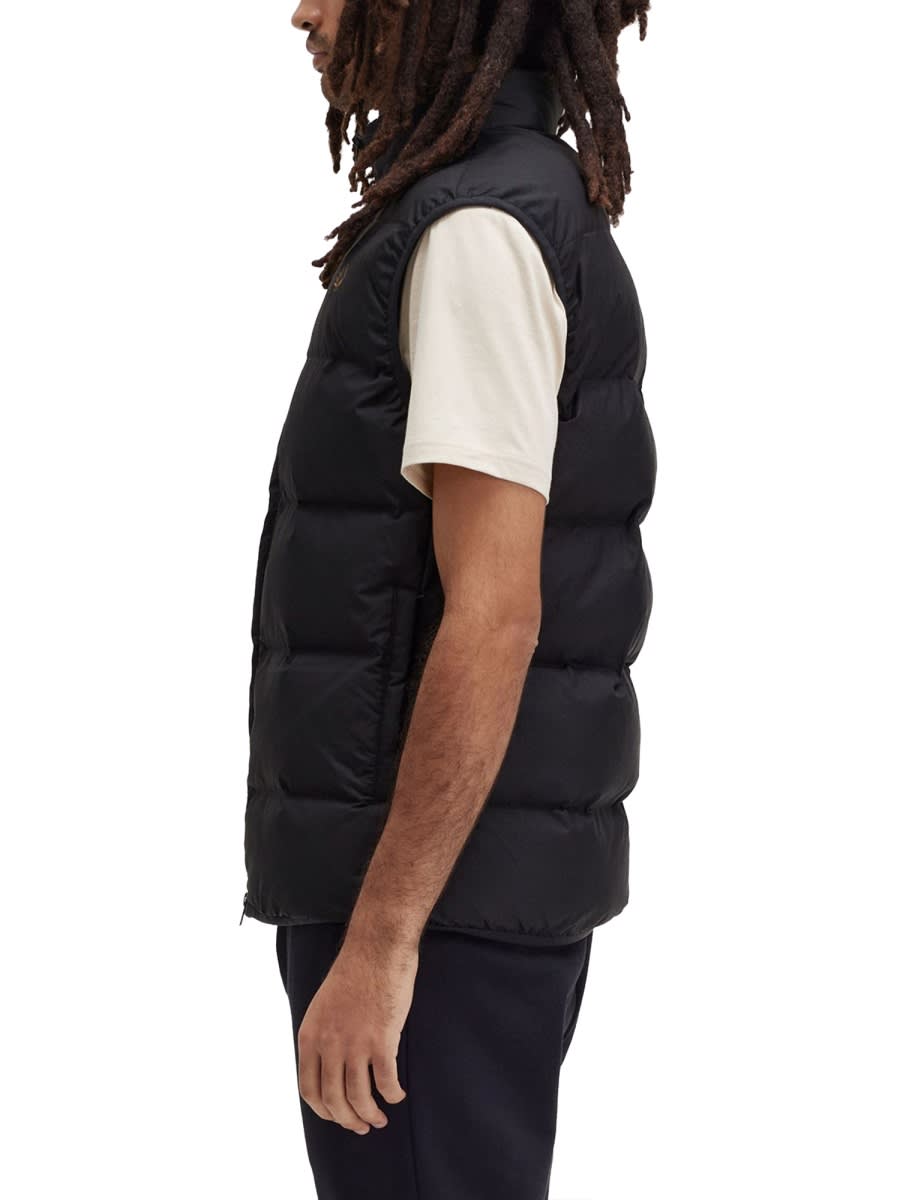 Shop Fred Perry Down Vest With Logo In Black