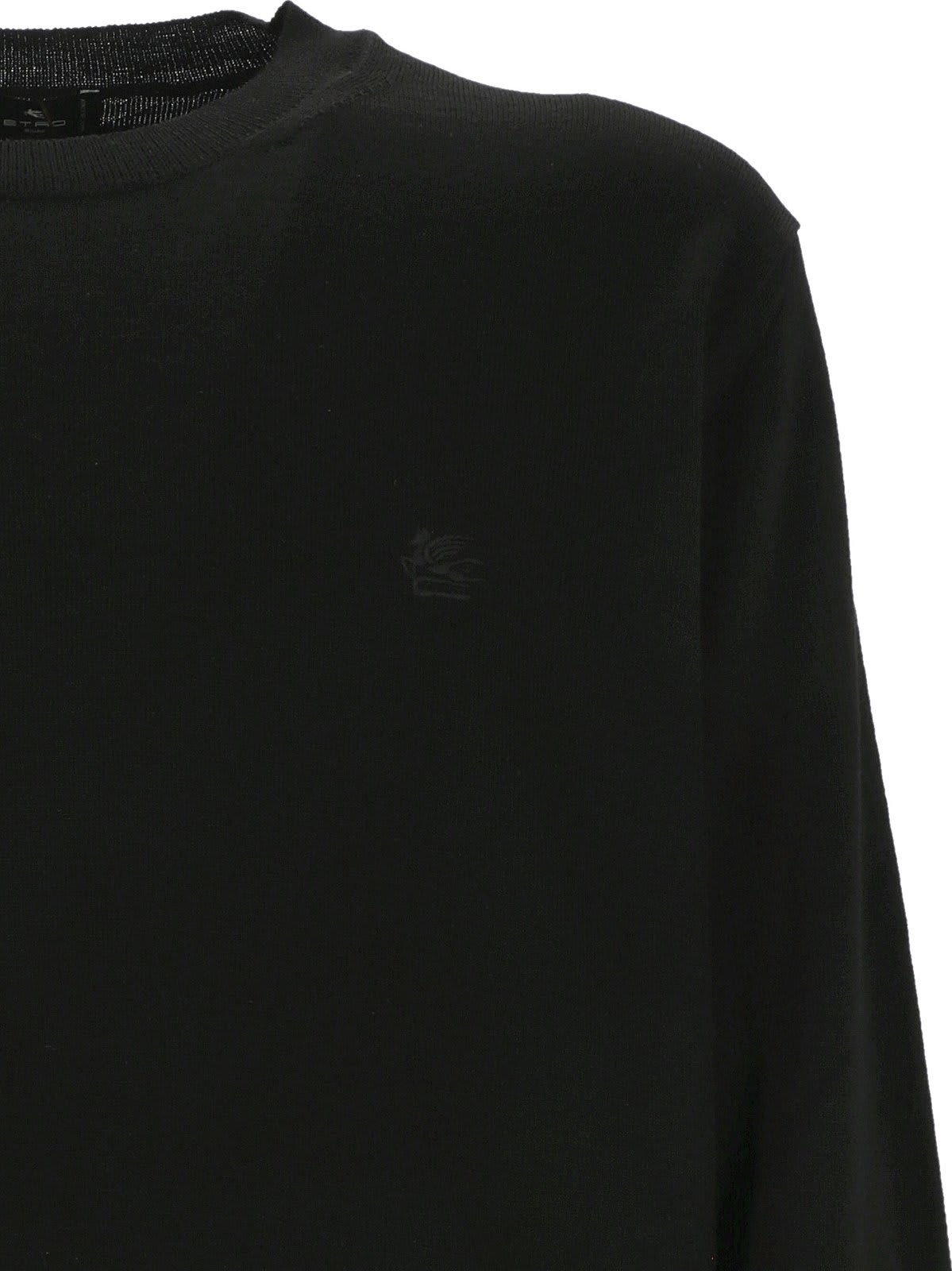 Shop Etro Pegaso Embroidered Crewneck Jumper In Black