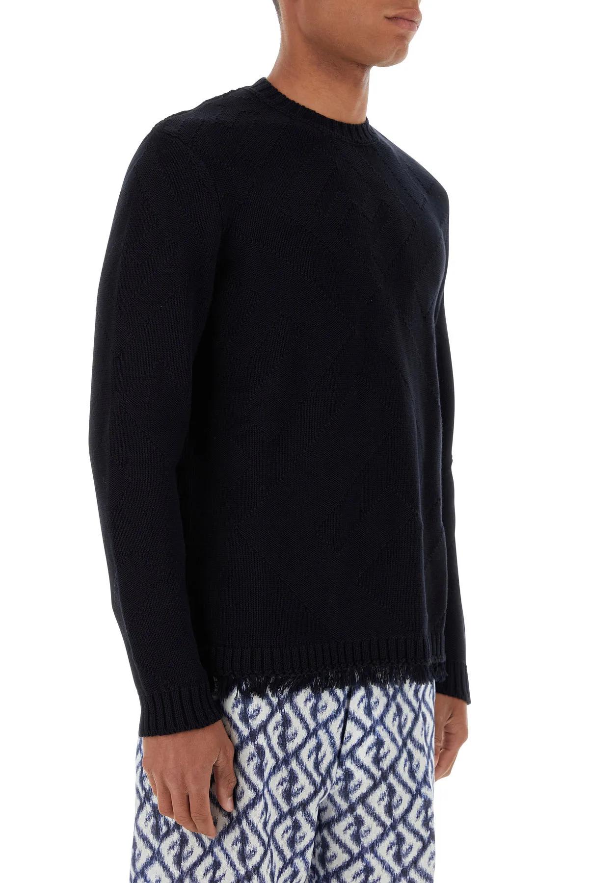 Shop Fendi Midnight Blue Cotton Sweater In Navy