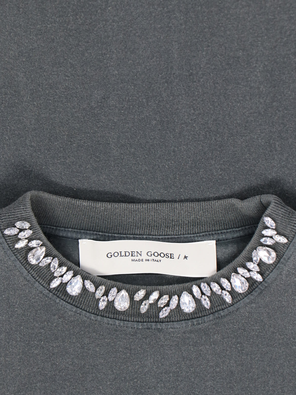 Shop Golden Goose Crystal Detail T-shirt In Gray