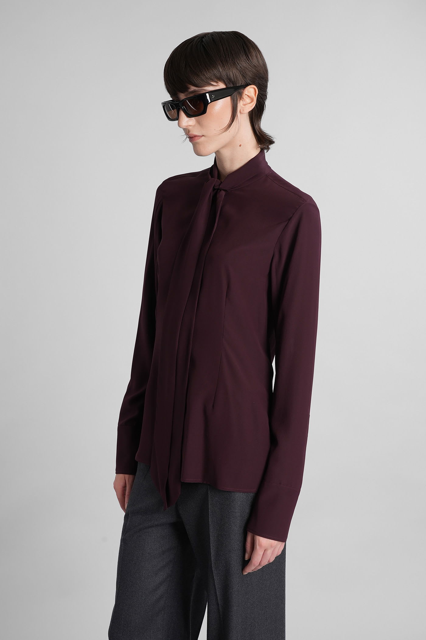 Stella Mccartney Shirt In Bordeaux Silk In Red