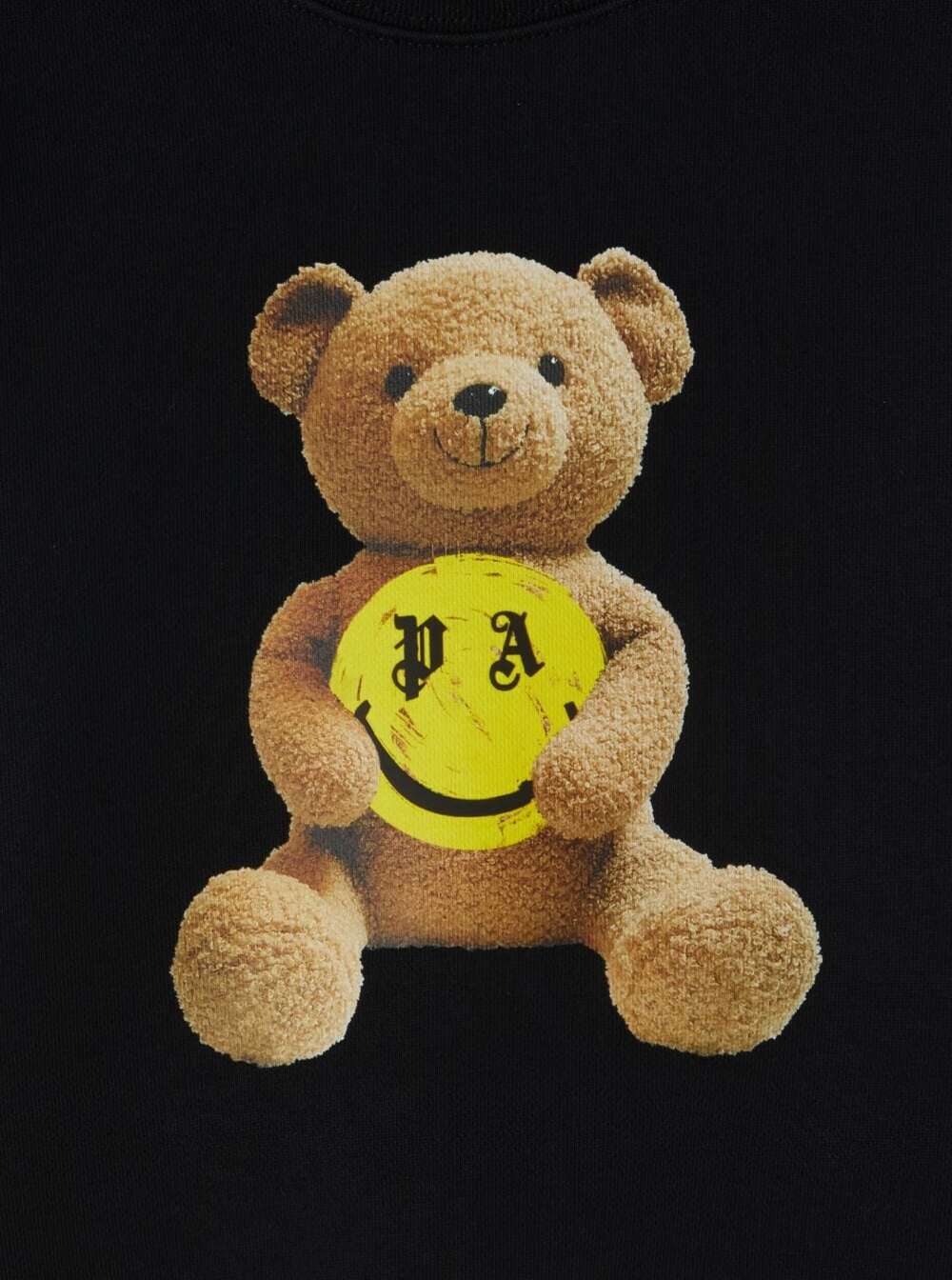Shop Palm Angels Black Smiley Bear With Maxi Print And Logo In Cotton Boy In Black Lemon