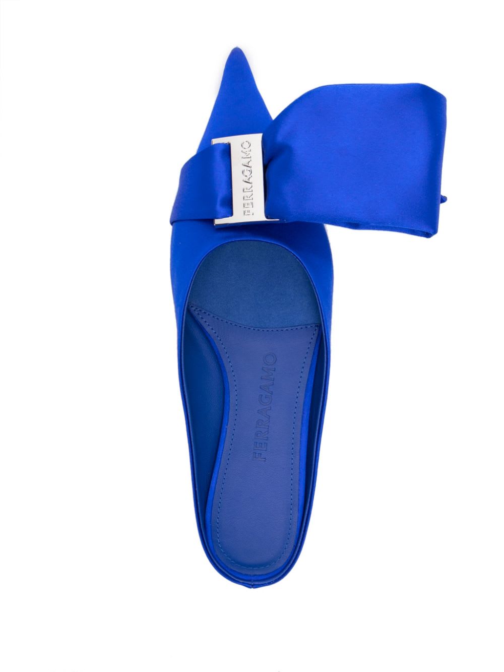Ferragamo Satin Mules With Single Maxi Bow In Blue